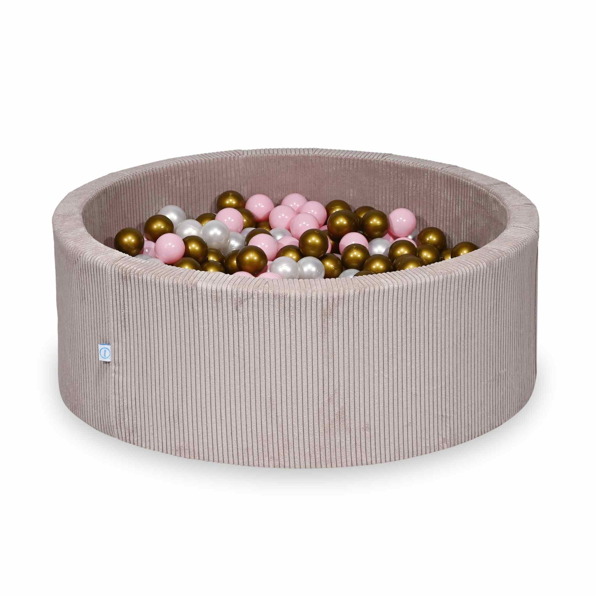 Ball Pit in corduroy light pink 110x40 cm with 500 balls