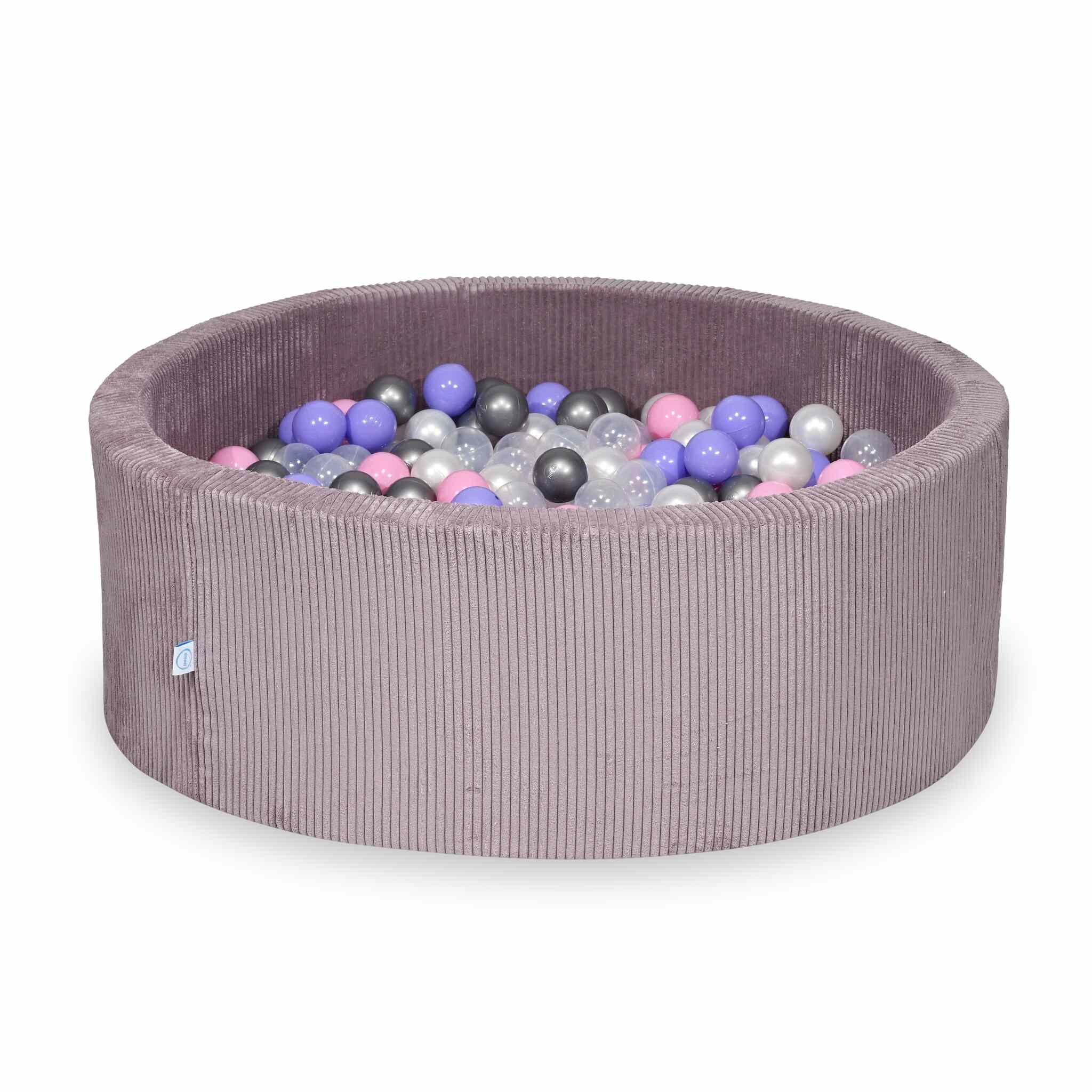 Ball Pit in corduroy lavender 110x40 cm with 500 balls