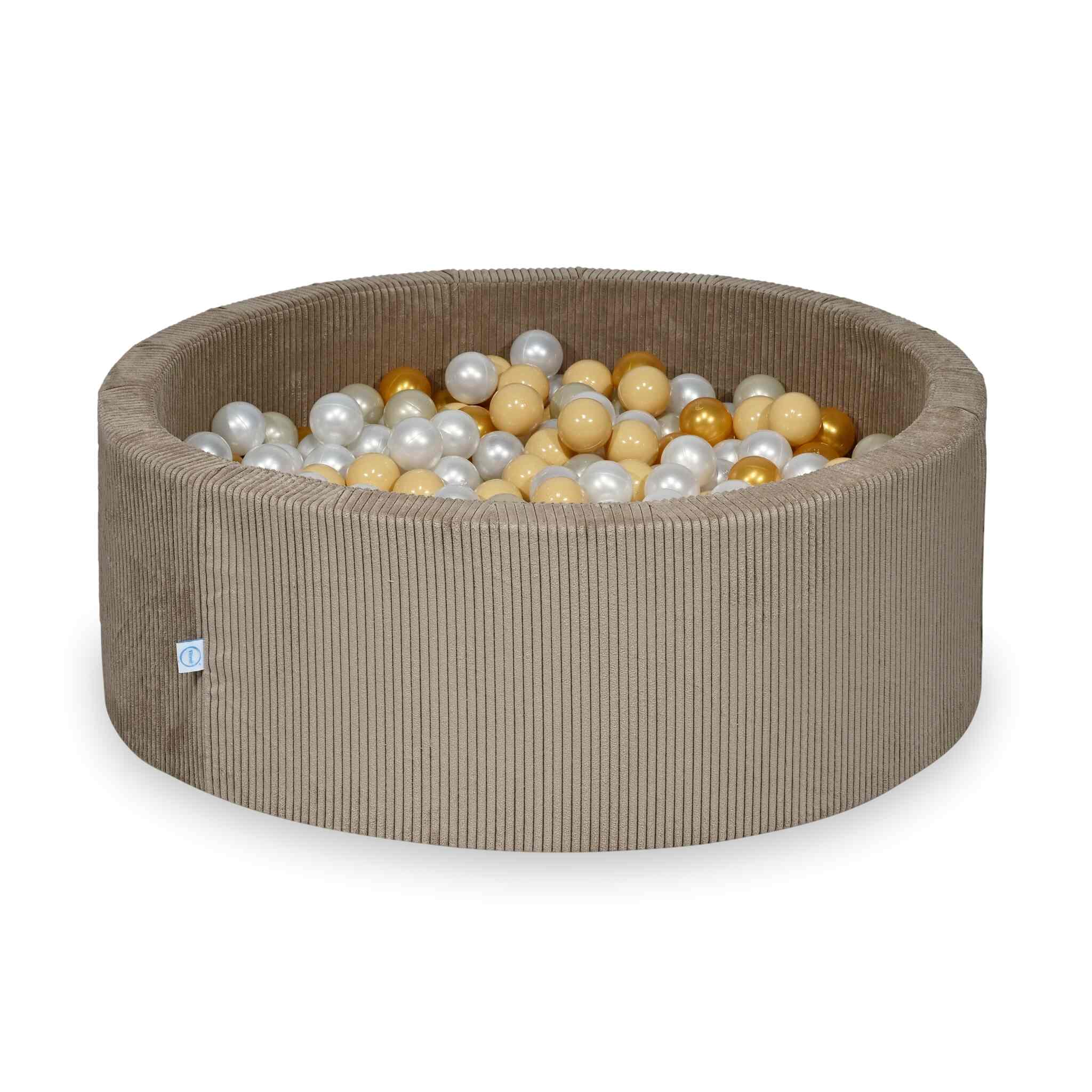 Ball Pit in corduroy toffee 110x40 cm with 500 balls