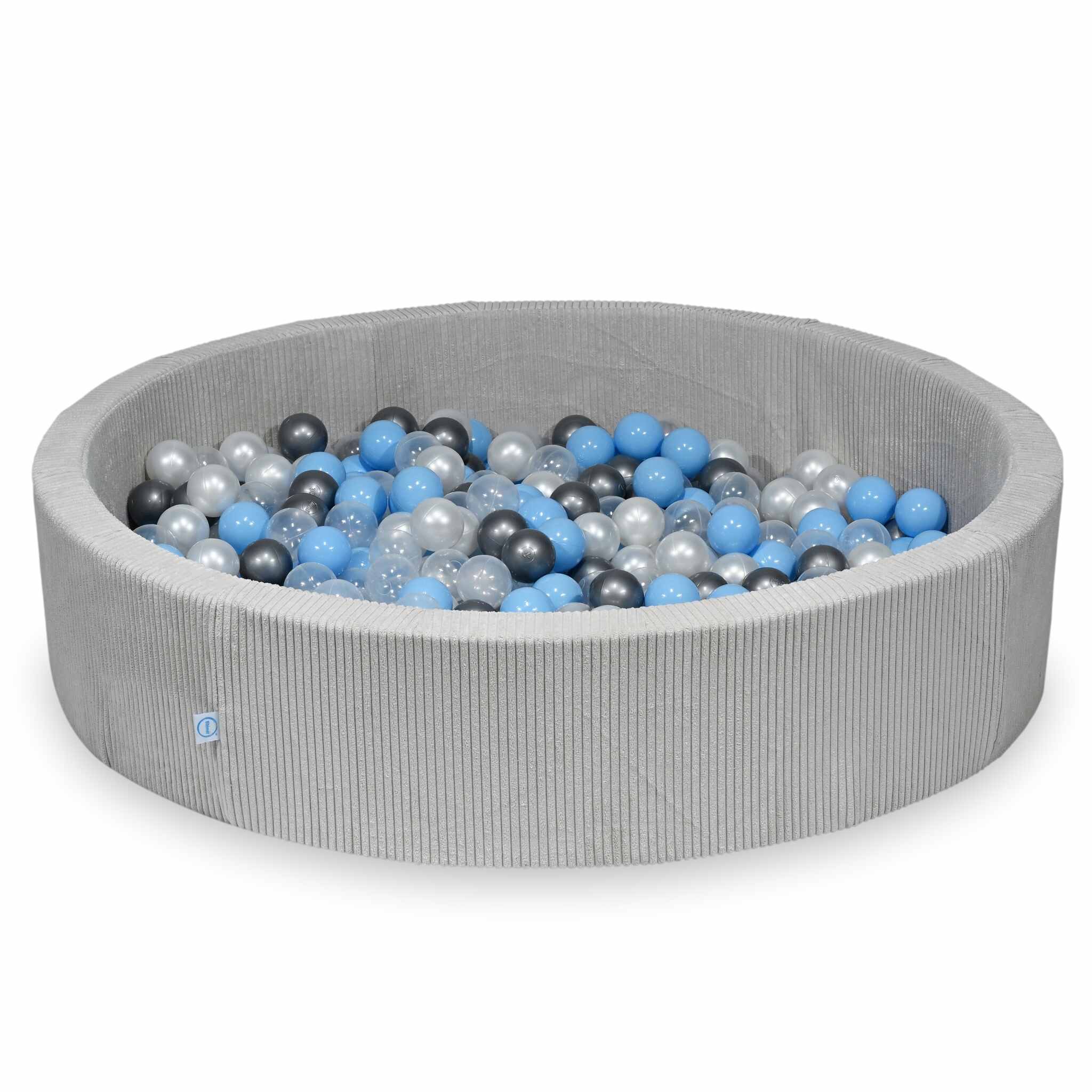Ball Pit in corduroy grey 130x30 cm with 600 balls