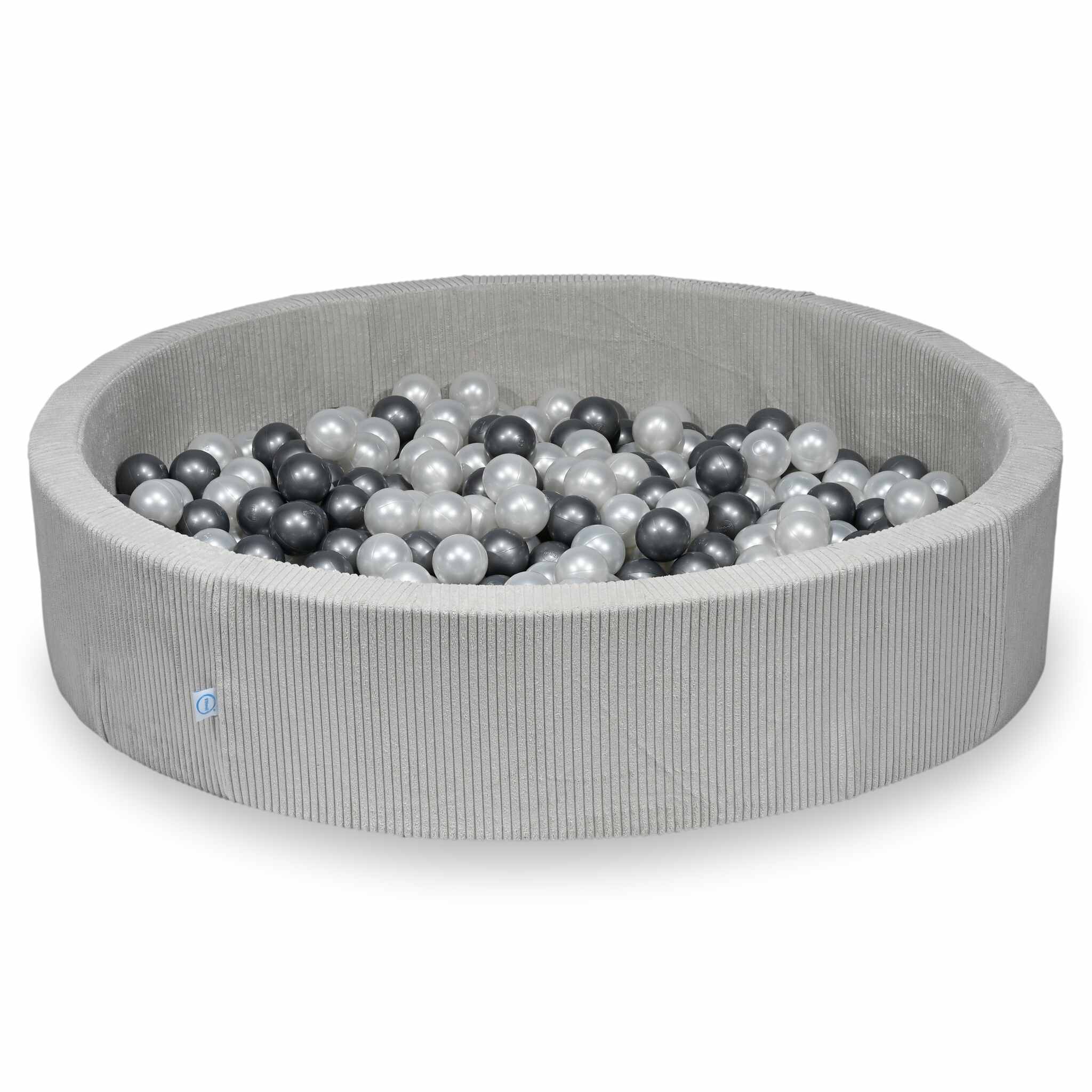 Ball Pit in corduroy grey 130x30 cm with 600 balls