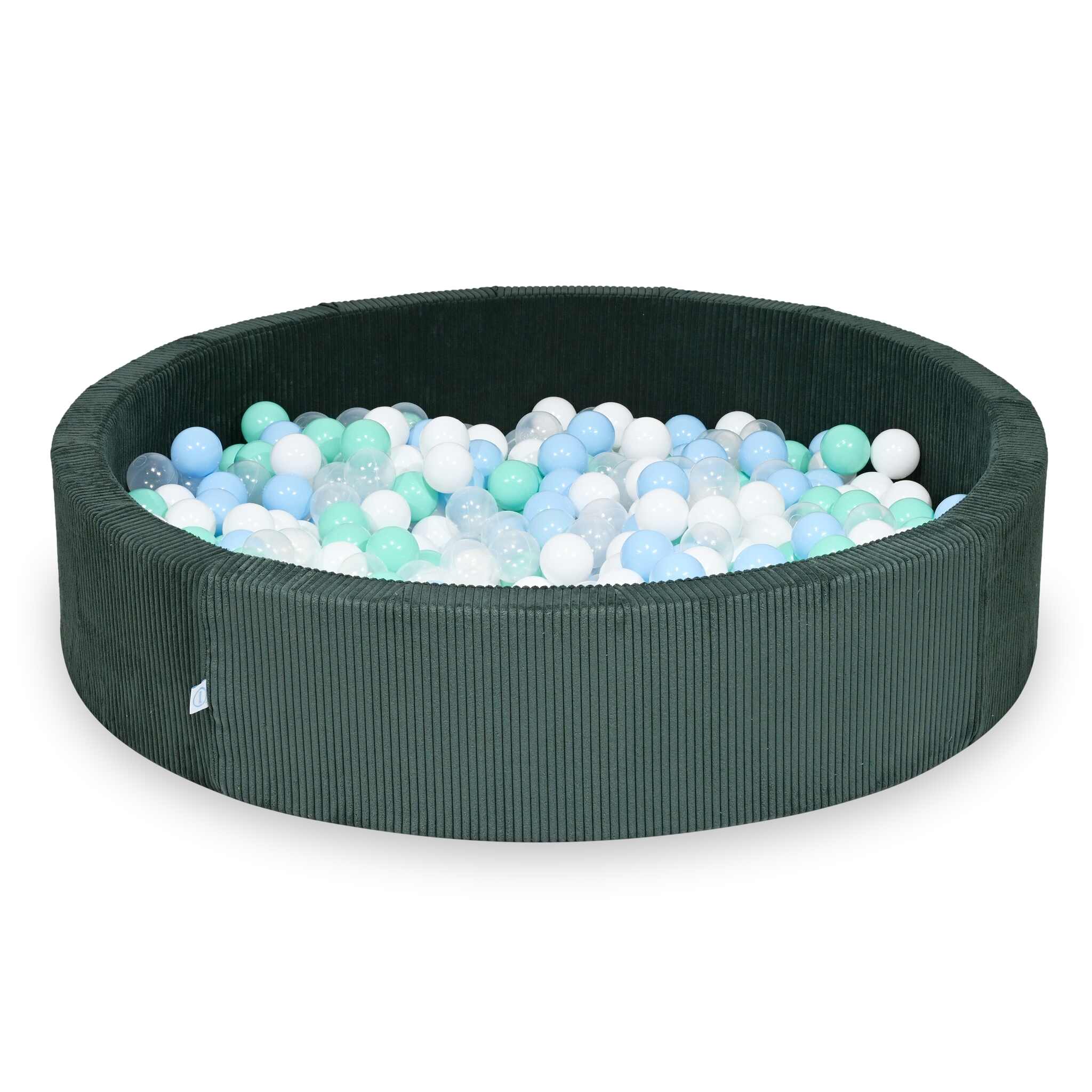 Ball Pit in corduroy green 130x30 cm with 500 balls