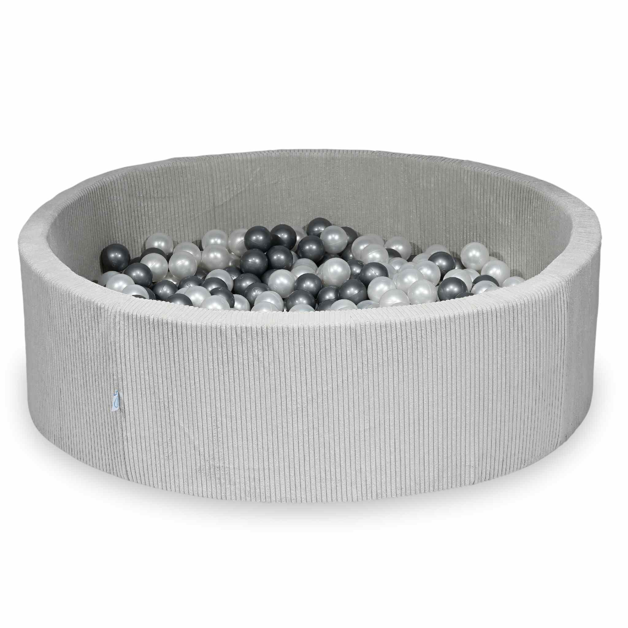 Ball Pit in corduroy grey 130x40 cm with 700 balls