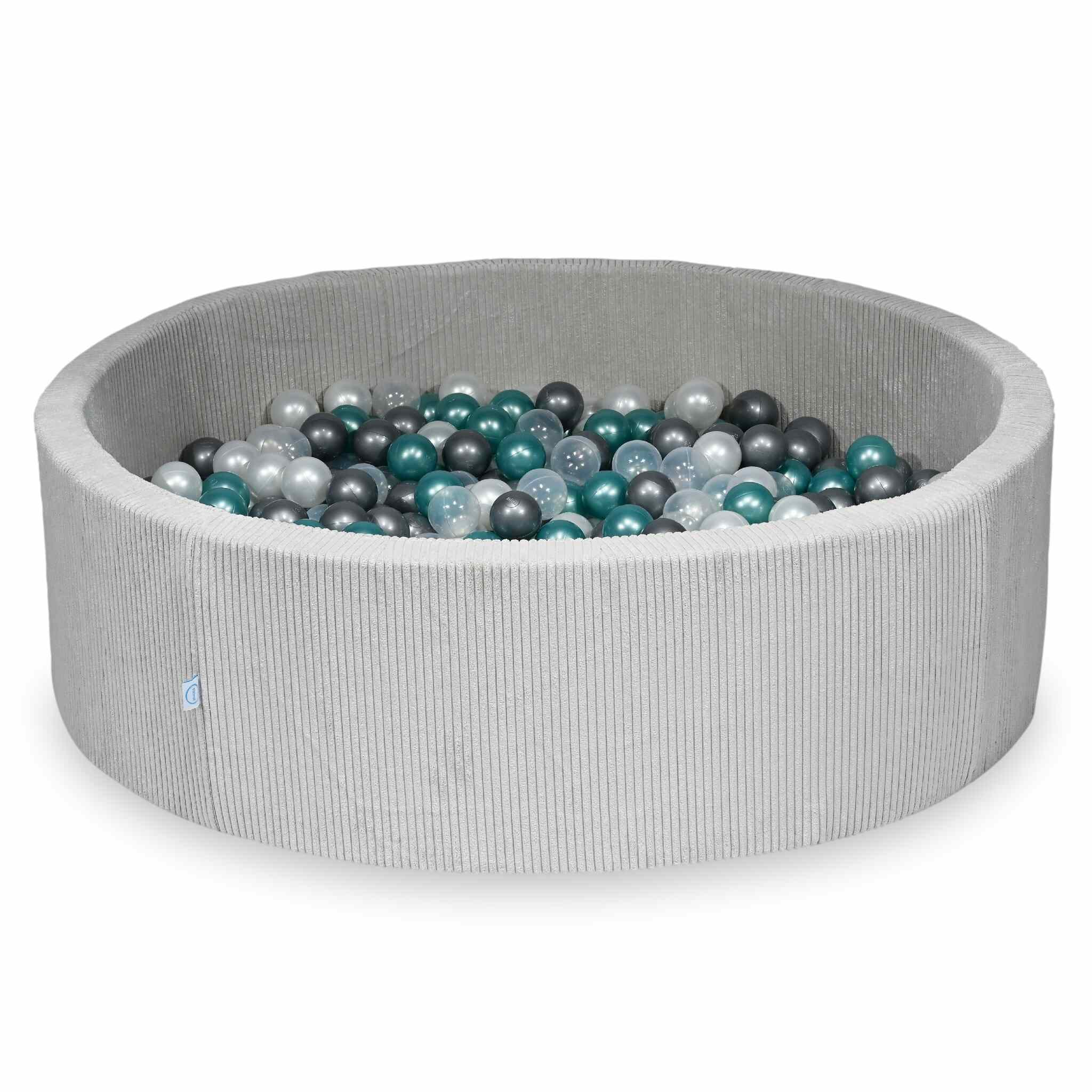 Piscine à balles en velours côtelé Gris 130x40 cm avec 700 balles