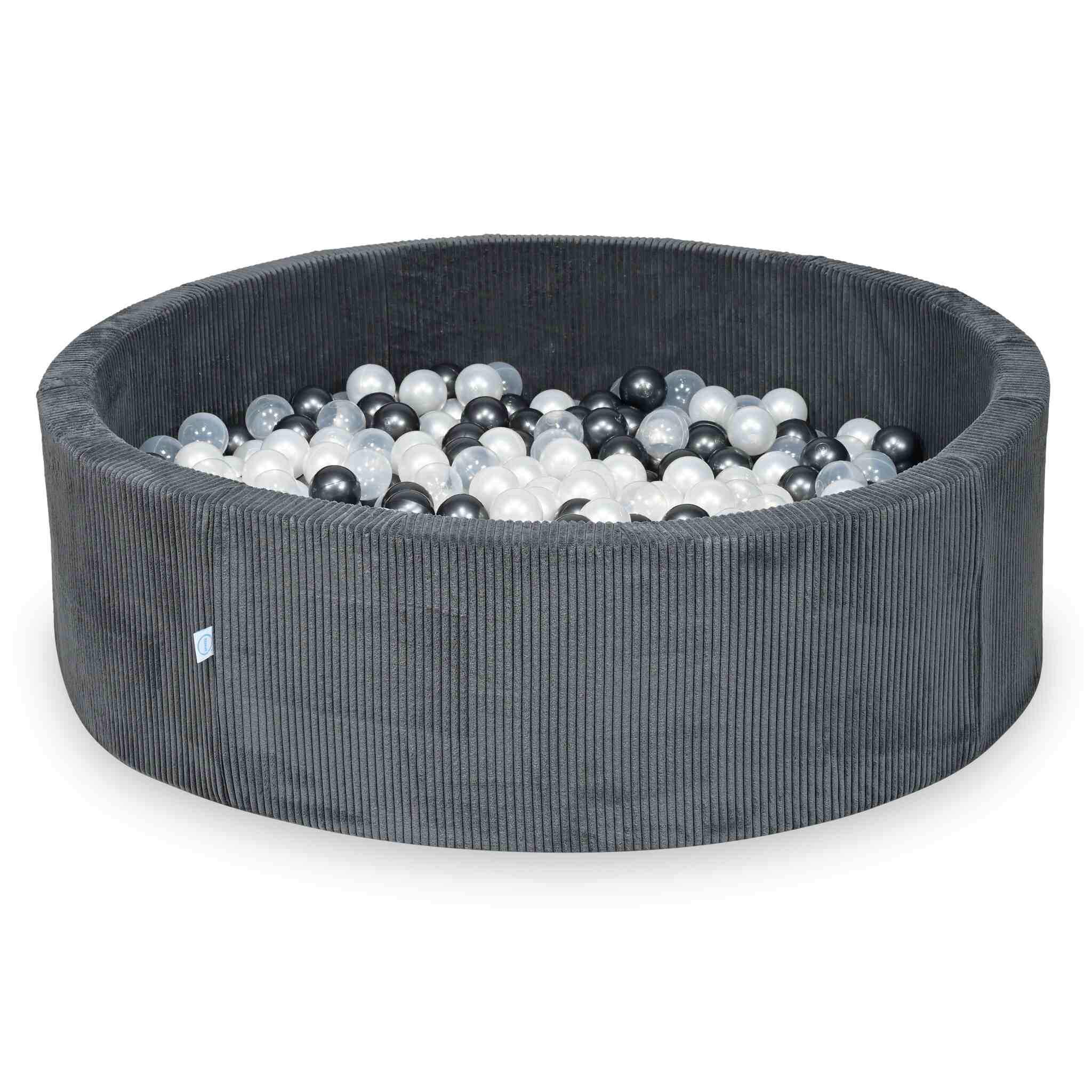 Ball Pit in corduroy graphite 130x40 cm with 700 balls