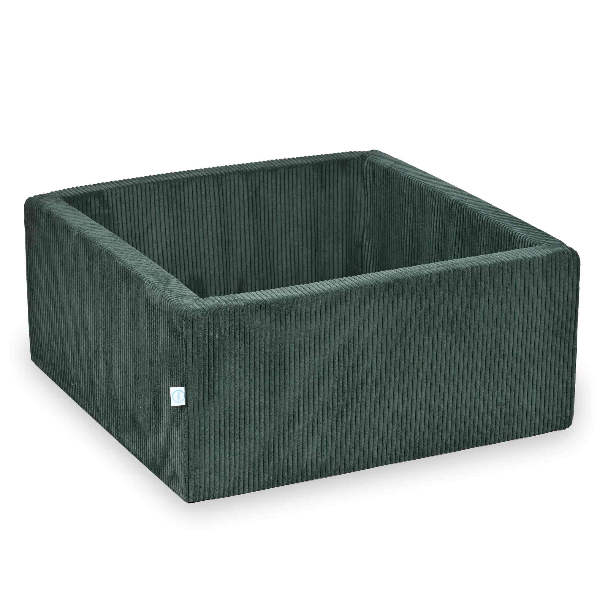 Square ball pit 90x90x40 cm Corduroy green without balls