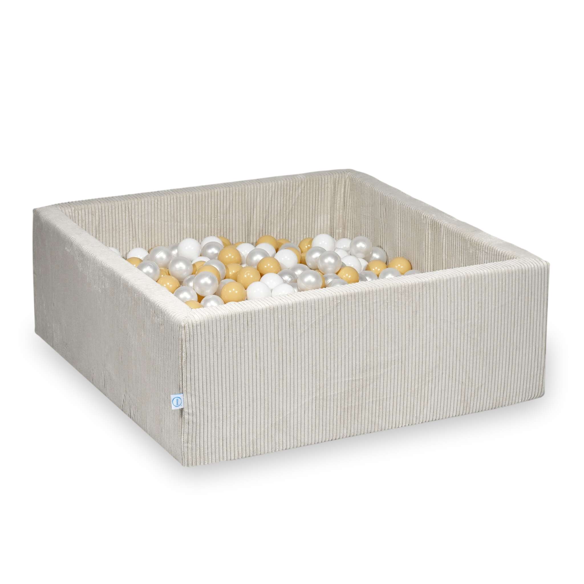 Square ball pit 110x110x40 cm in Corduroy Beige, 600 balls