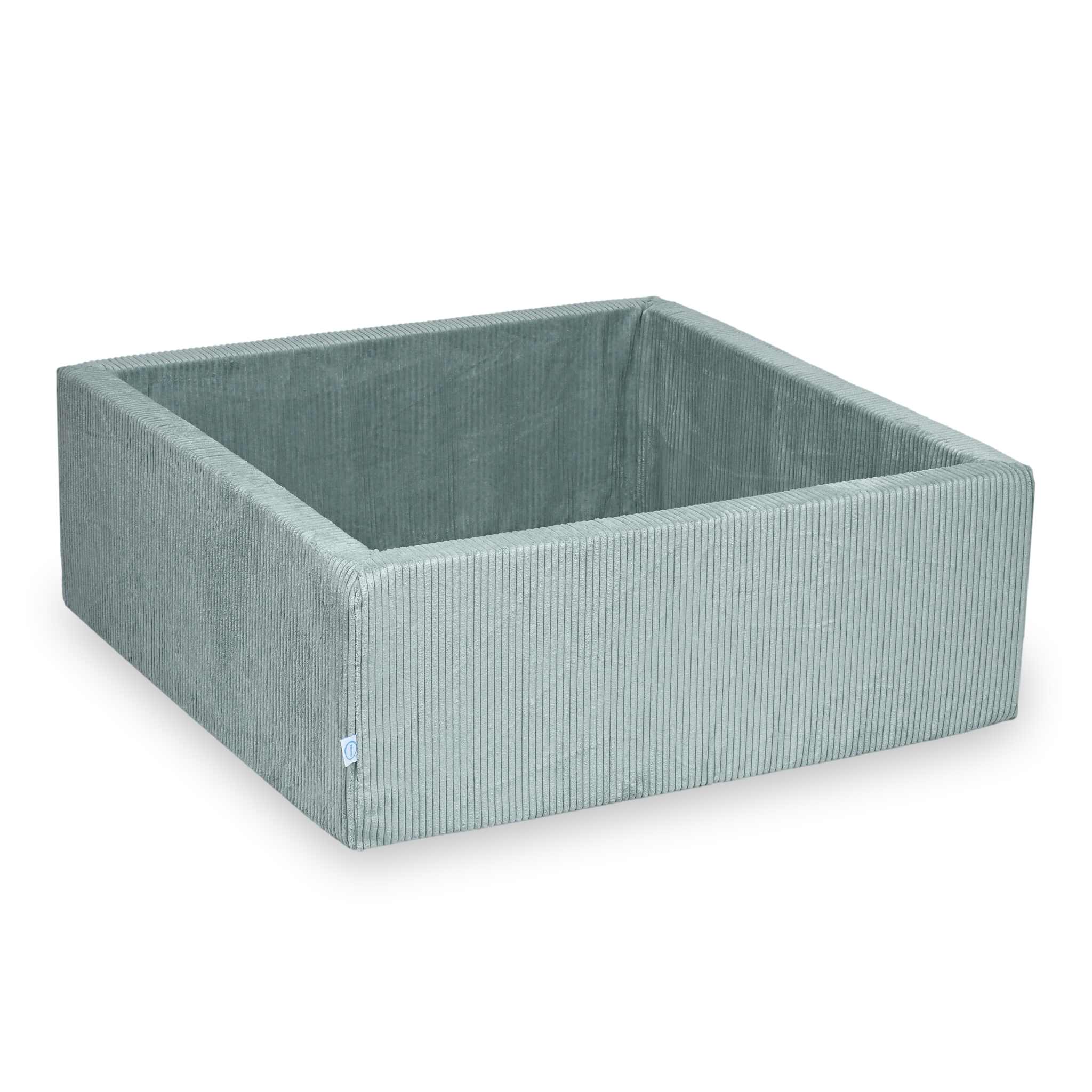 Square ball pit 110x110x40 cm Corduroy light mint without balls