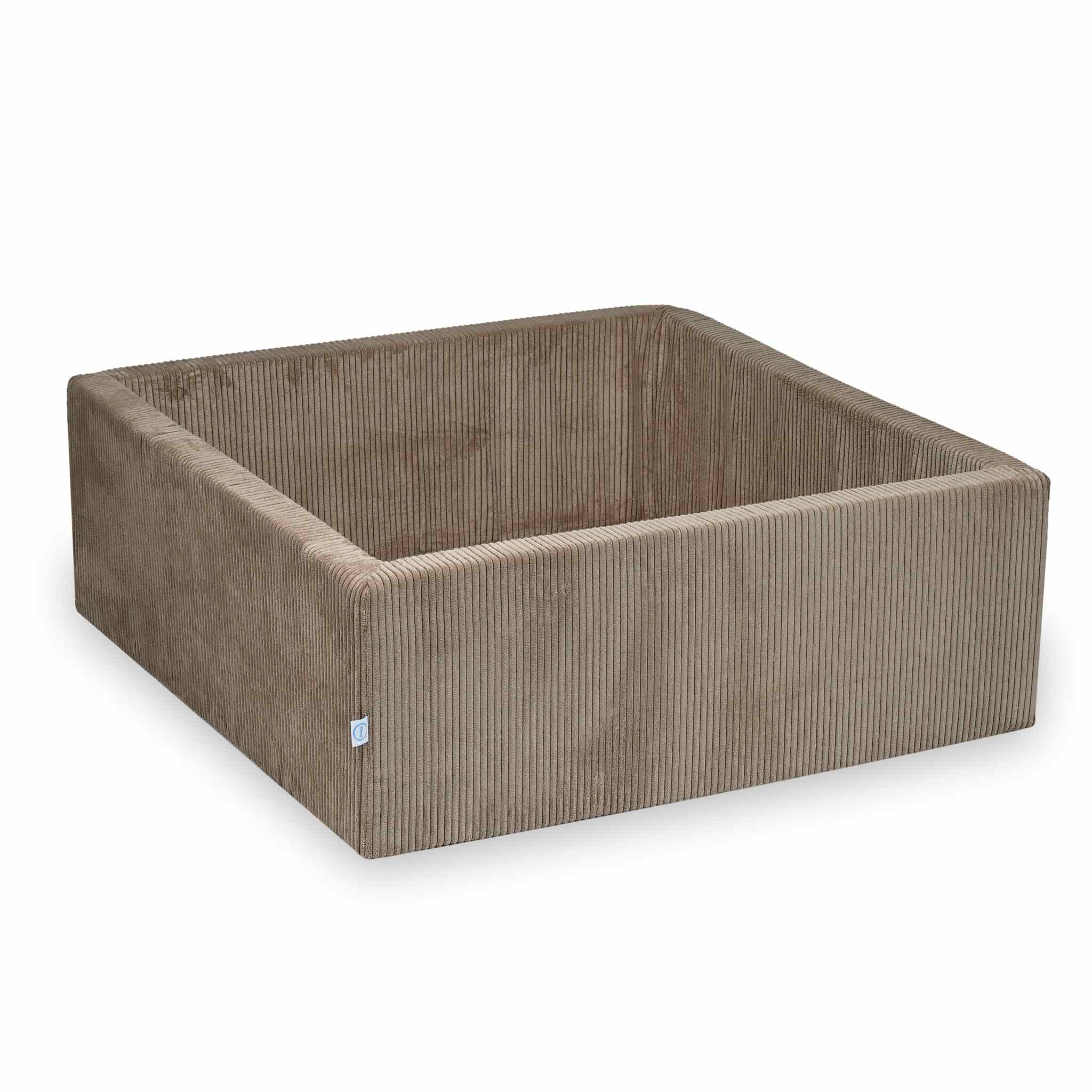Square ball pit 110x110x40 cm Corduroy toffee without balls