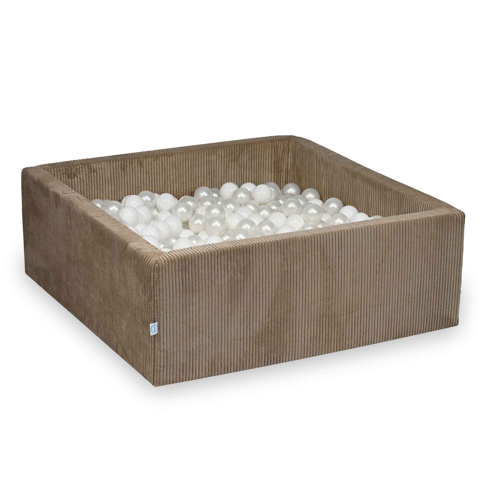 Square ball pit 110x110x40 cm in Corduroy Toffee, 600 balls