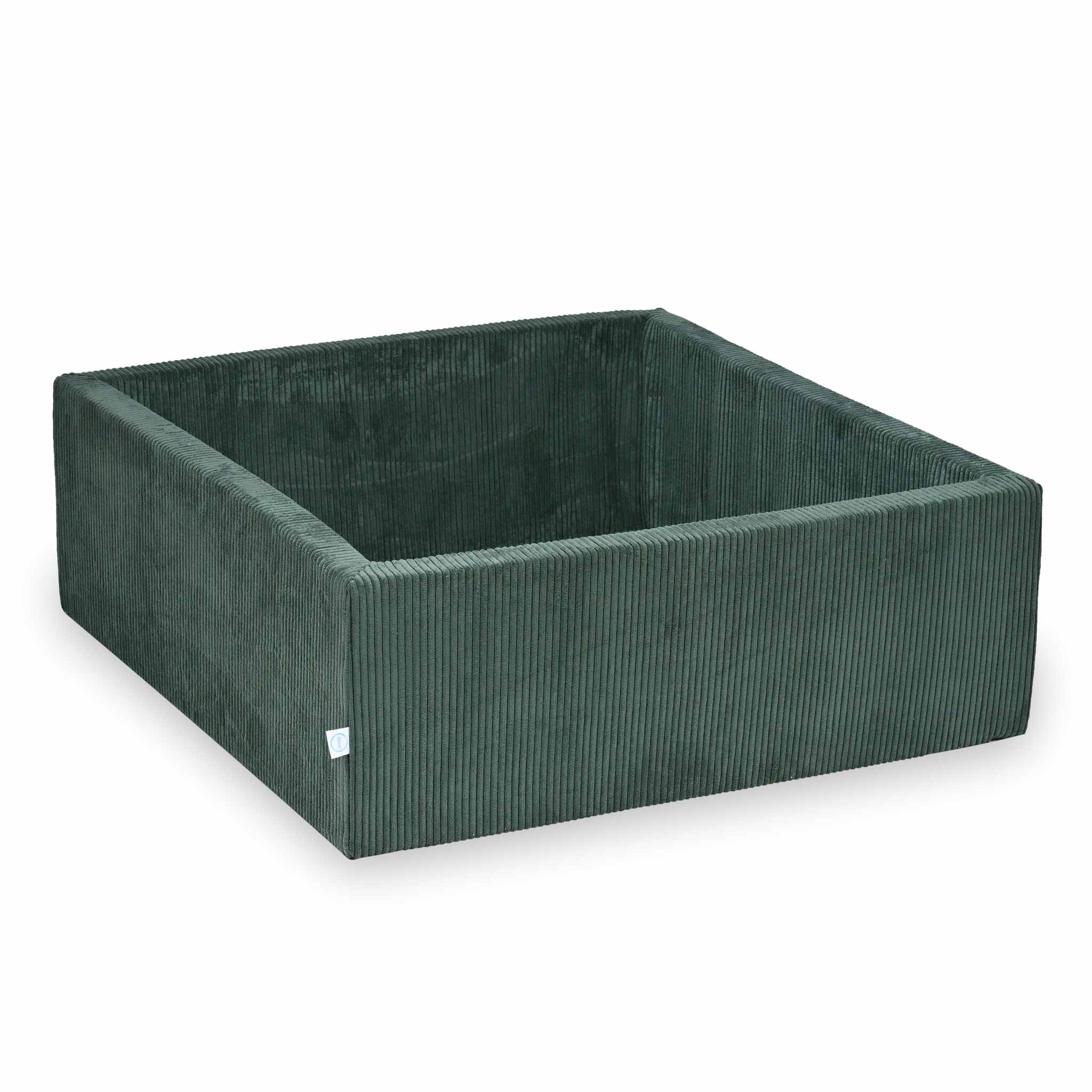 Square ball pit 110x110x40 cm Corduroy green without balls