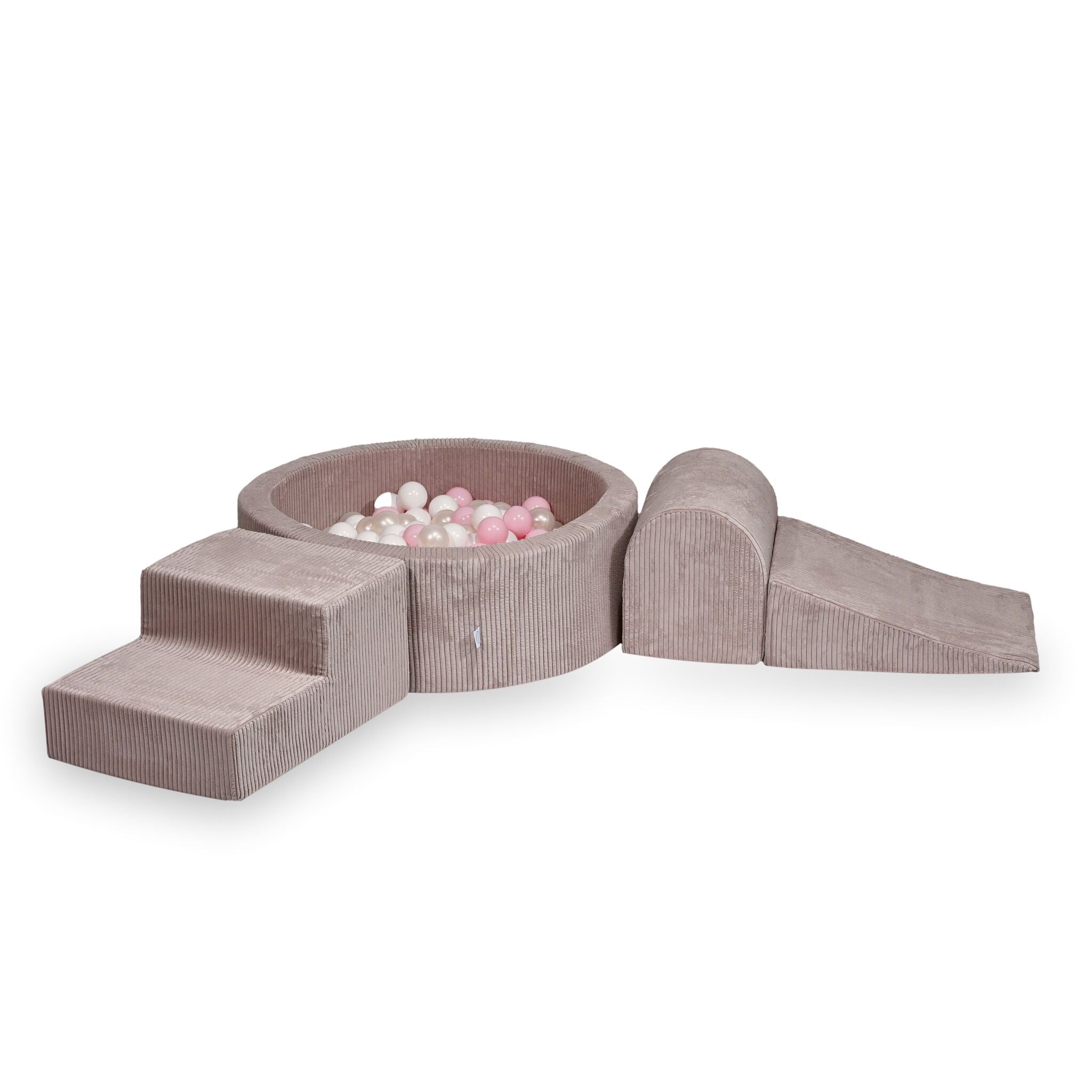 Foam playground with round pool 90x30 light pink corduroy + 200 balls