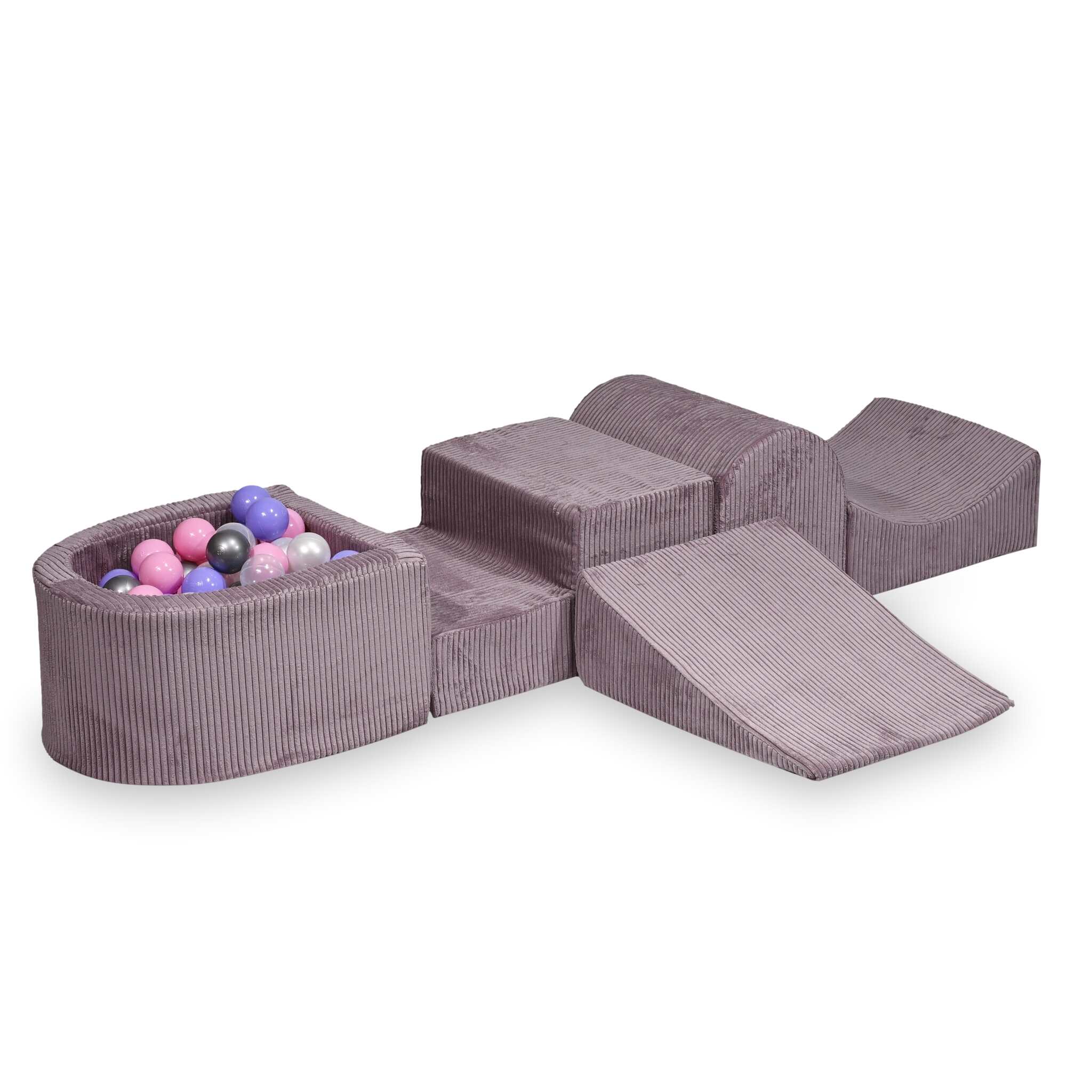Foam playground with hill and micro corduroy lavender pool + 100 balls
