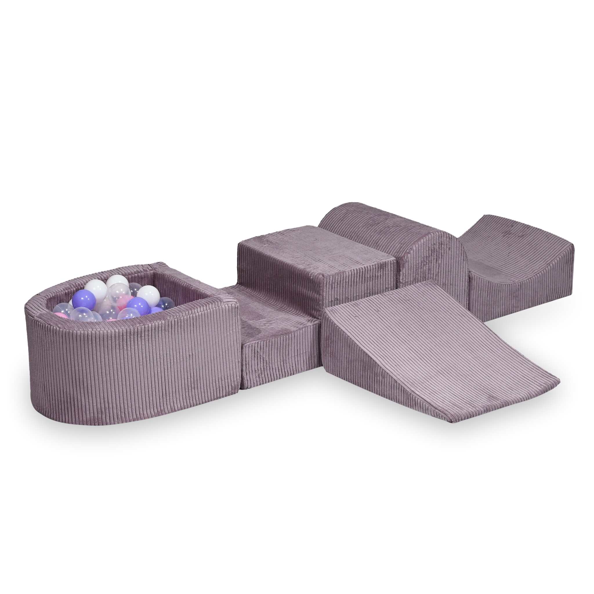 Foam playground with hill and micro corduroy lavender pool + 100 balls