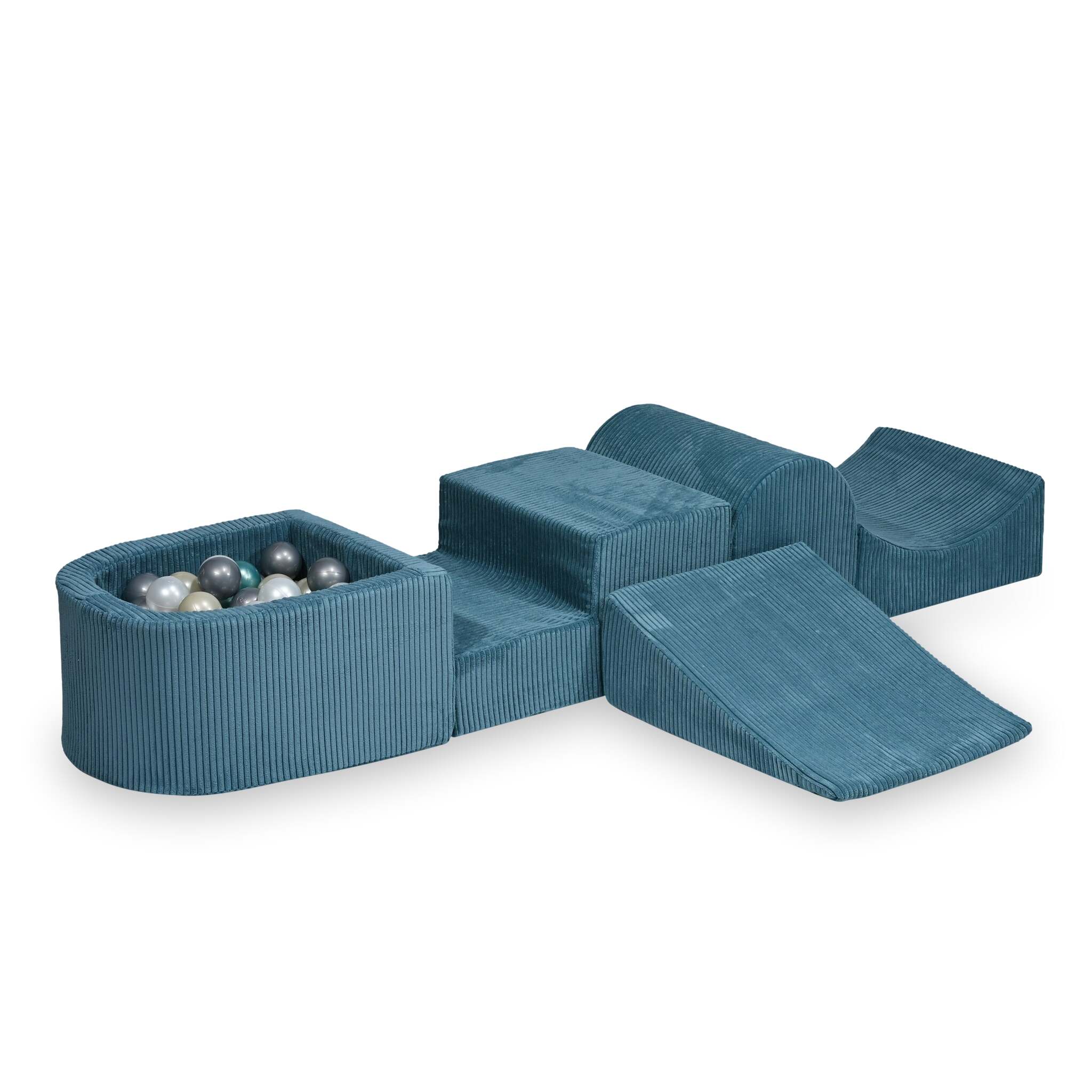 Foam playground with hill and micro corduroy blue pool + 100 balls