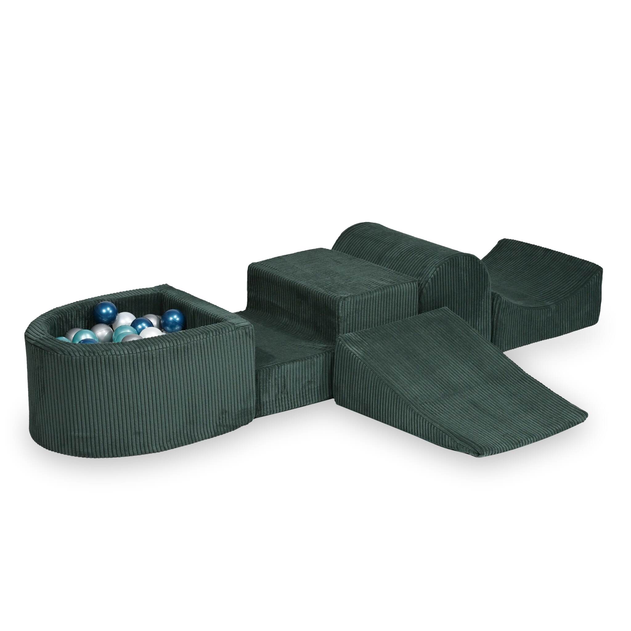 Foam playground with hill and micro corduroy green pool + 100 balls
