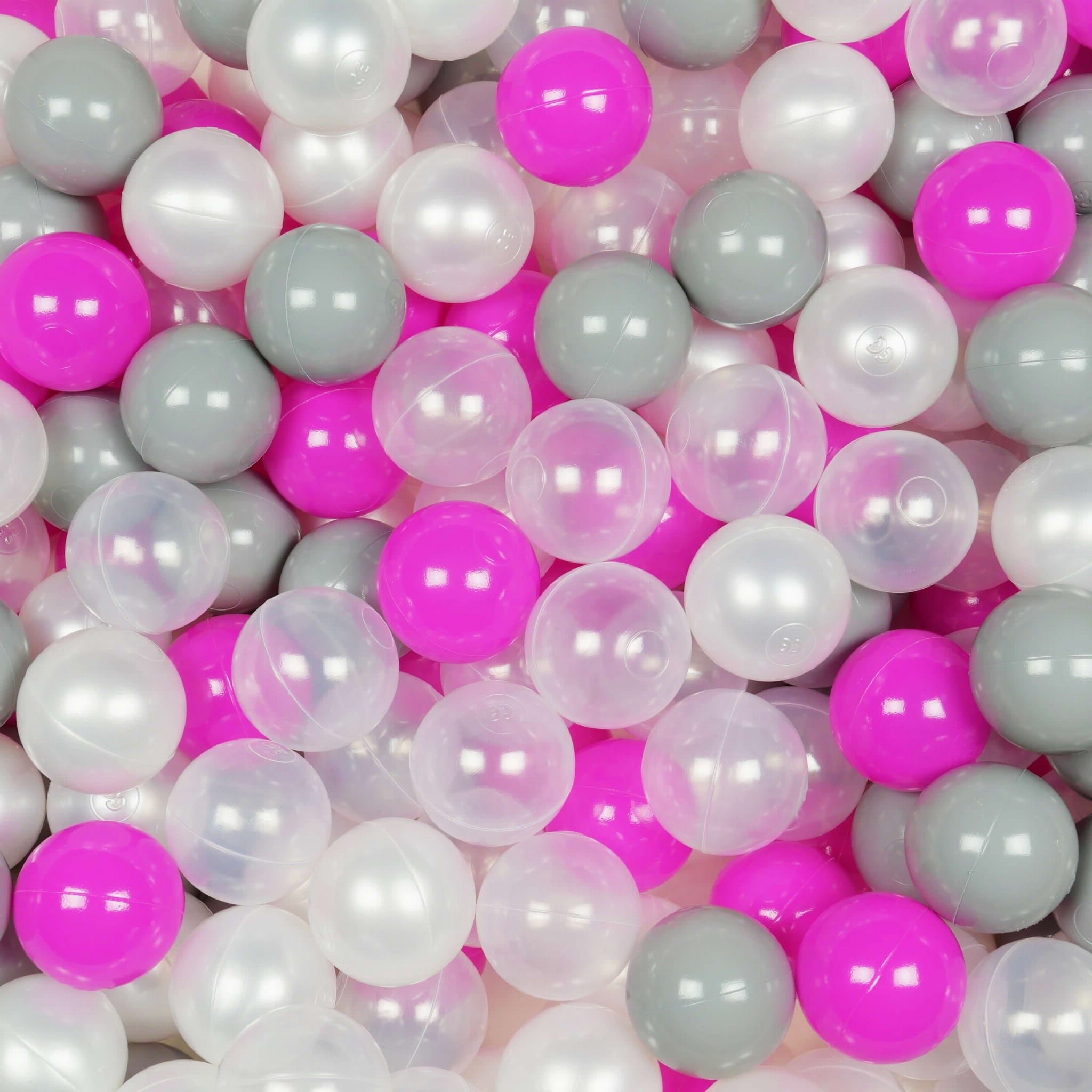 Play balls ø7cm 100 pieces pearl, transparent, gray, pink
