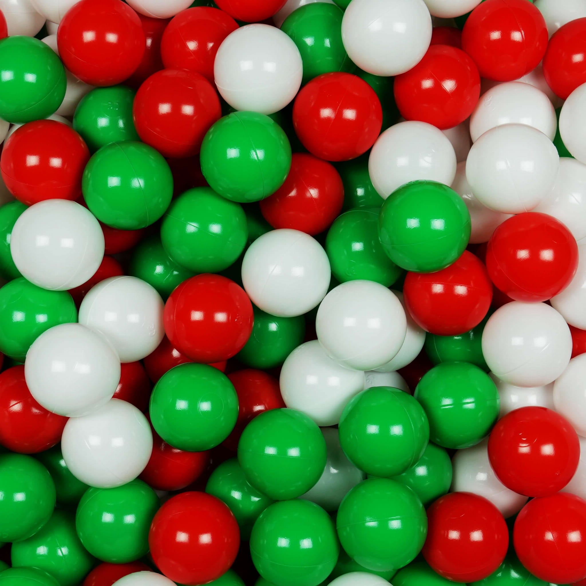 Play balls ø7cm 100 pieces white, green, red