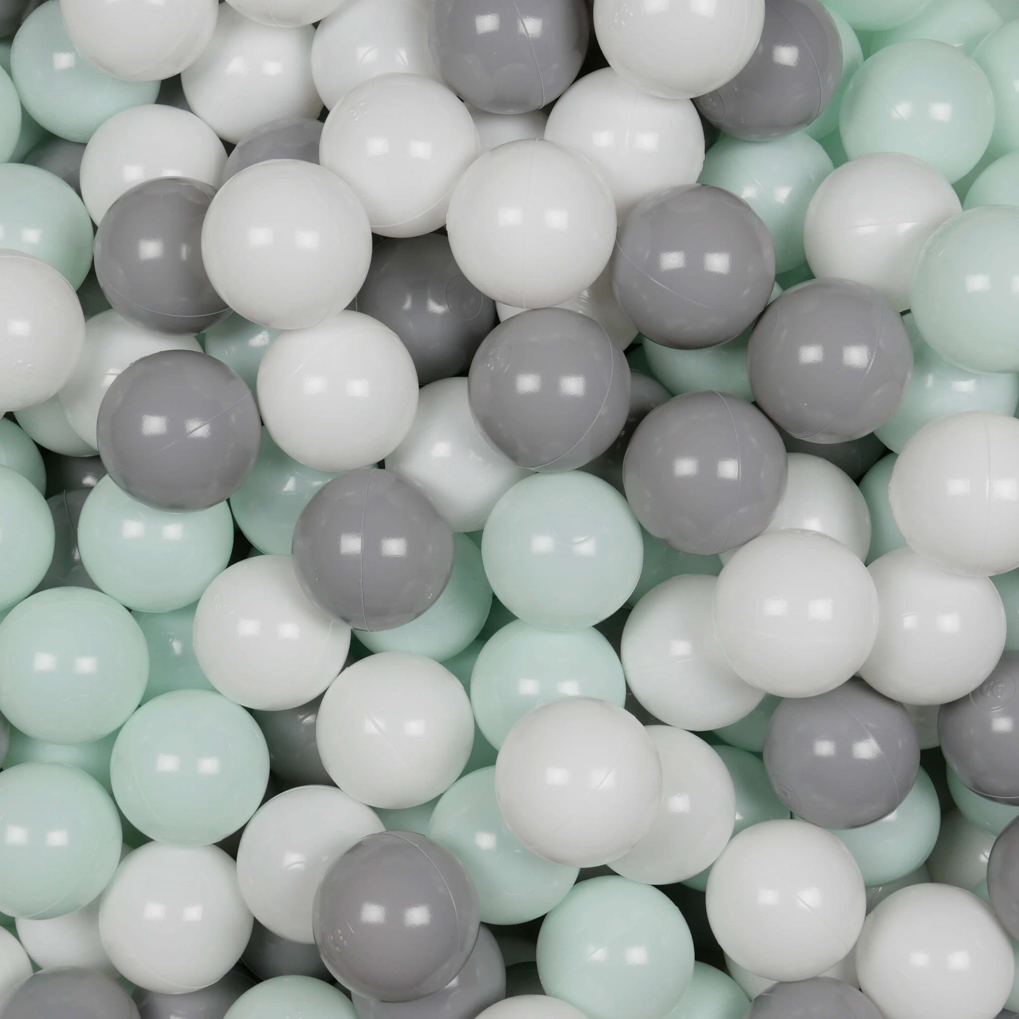Play balls ø7cm 150 pieces white, gray, light mint