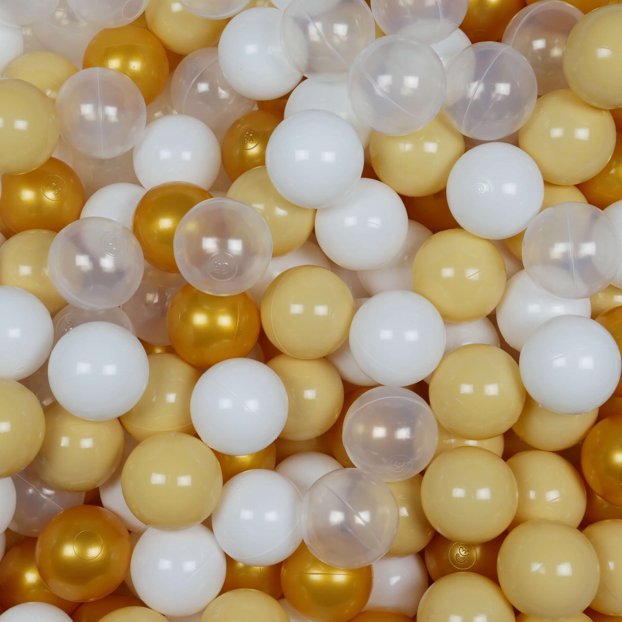 Game balls ø7cm 300 pieces white, transparent, gold, beige