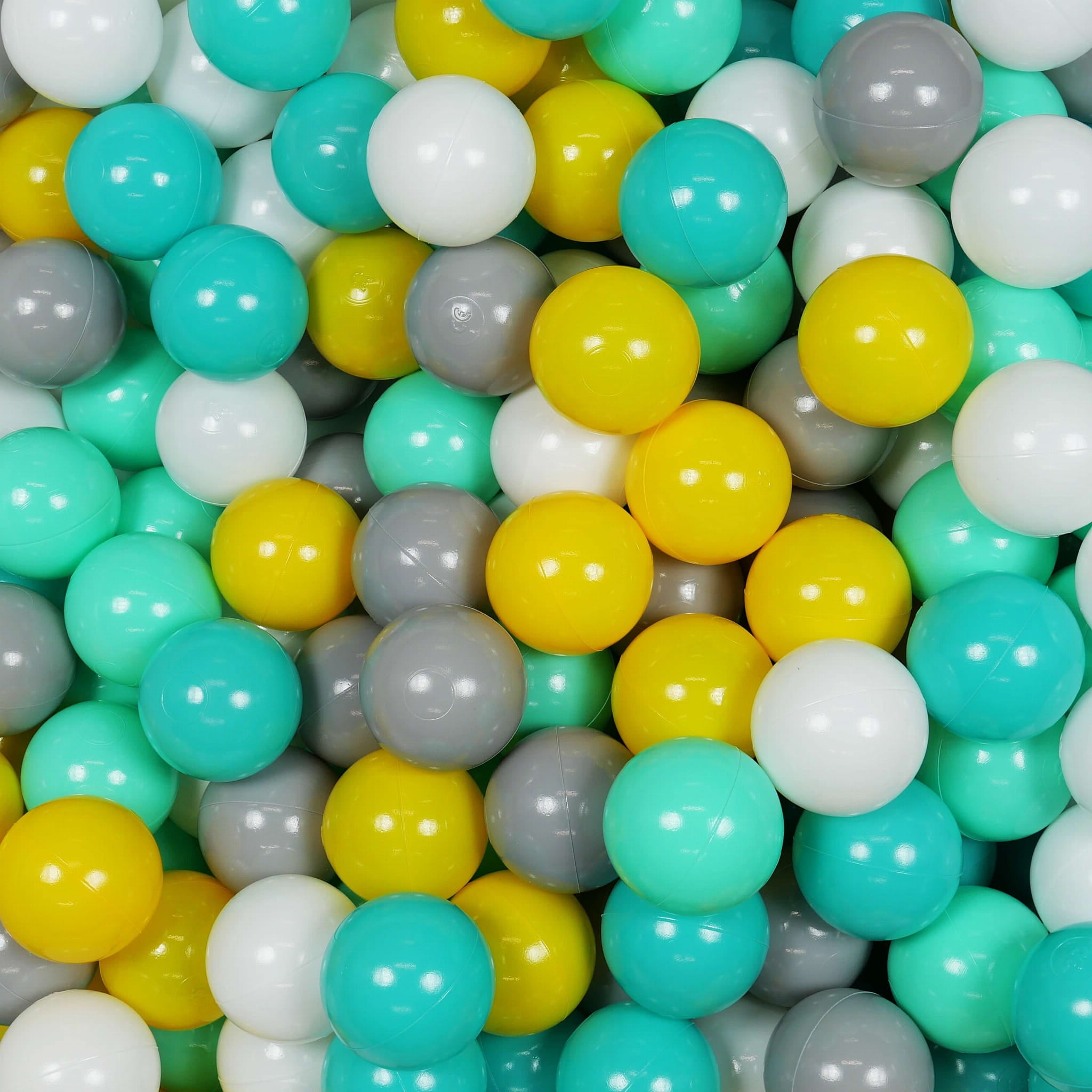 Play balls ø7cm 500 pieces yellow, mint, turquoise, white, gray