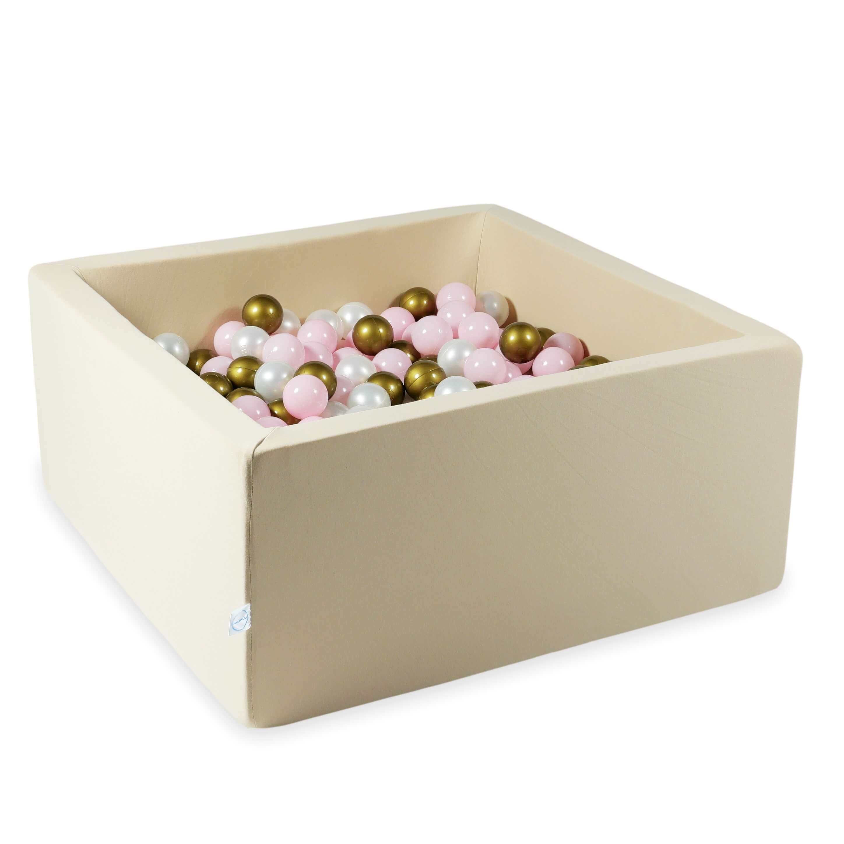 Square ball pit 90x90x40 cm in Beige, 400 balls