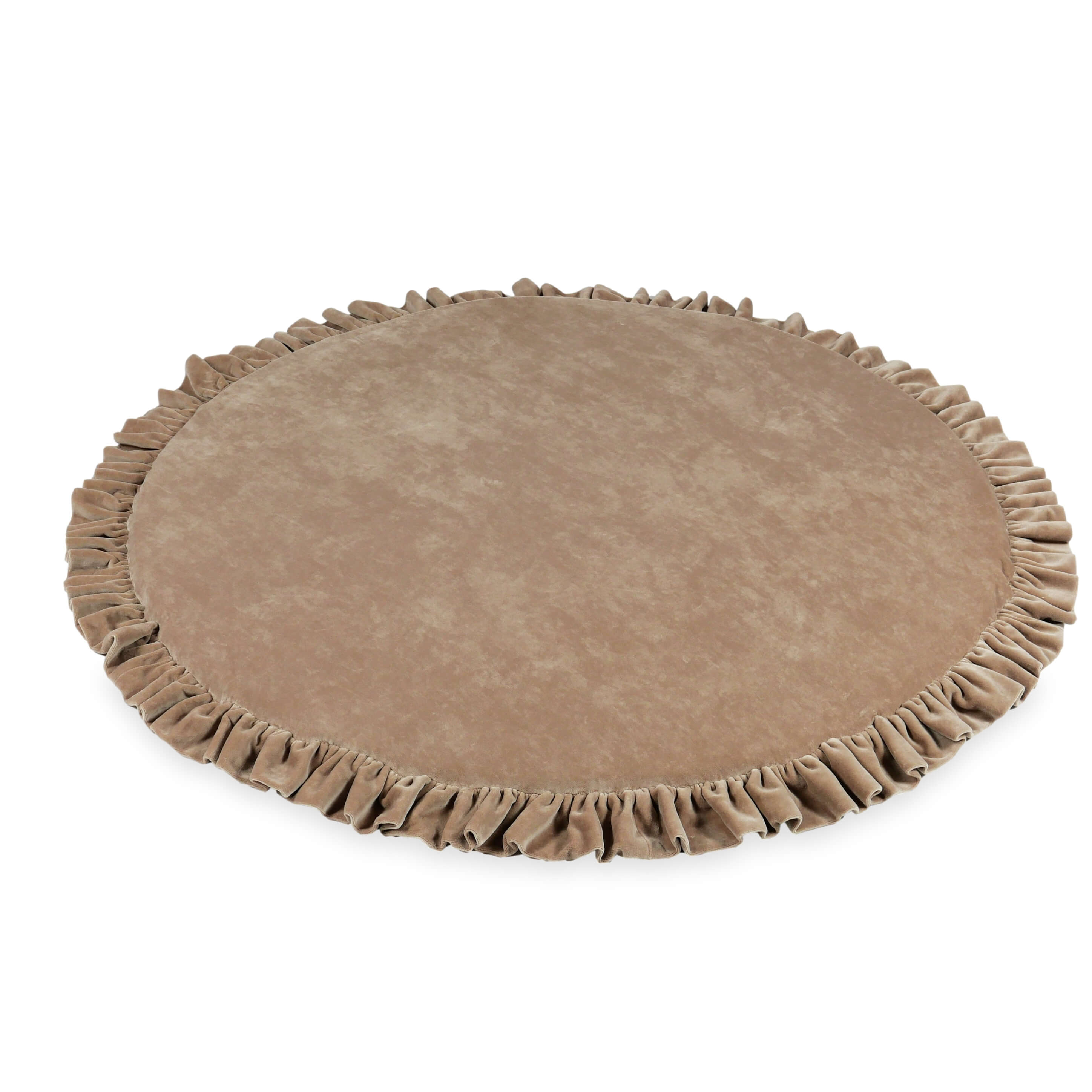 Round baby play mat 100cm with ruffle in soft velvet