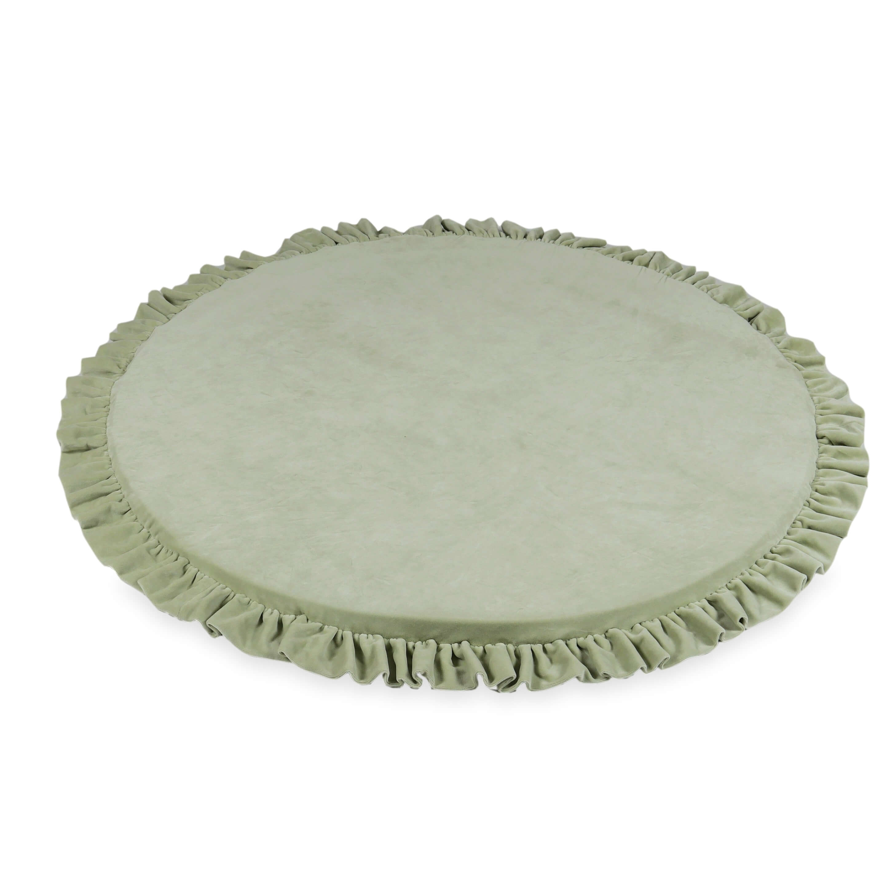 Round baby play mat 100cm with ruffle in soft velvet