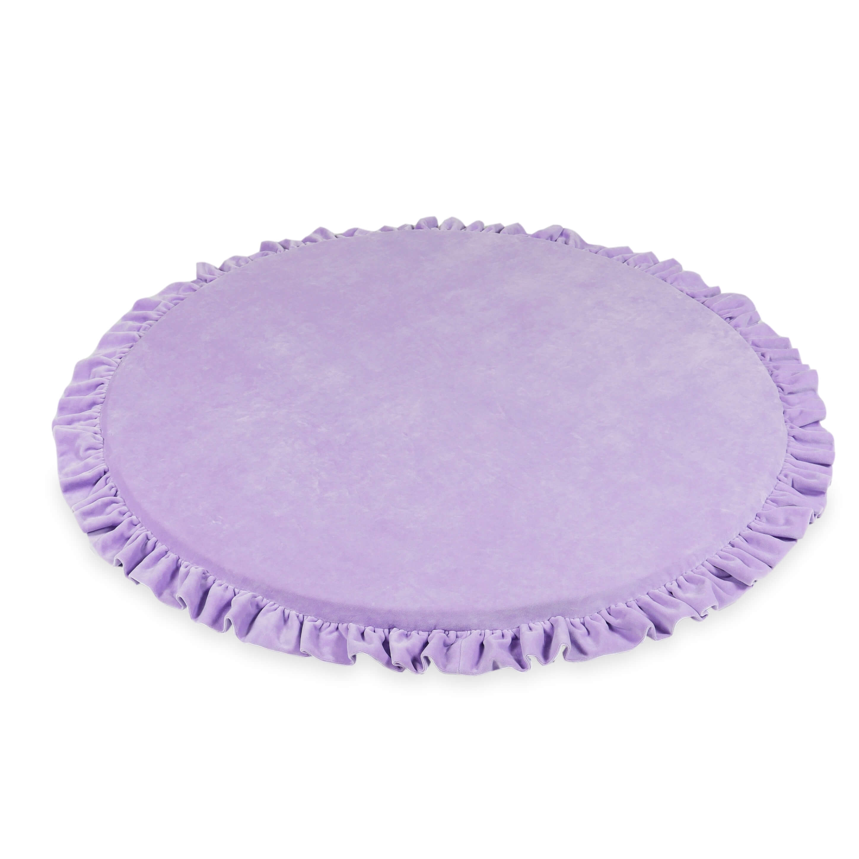 Round baby play mat 100cm with ruffle in soft velvet