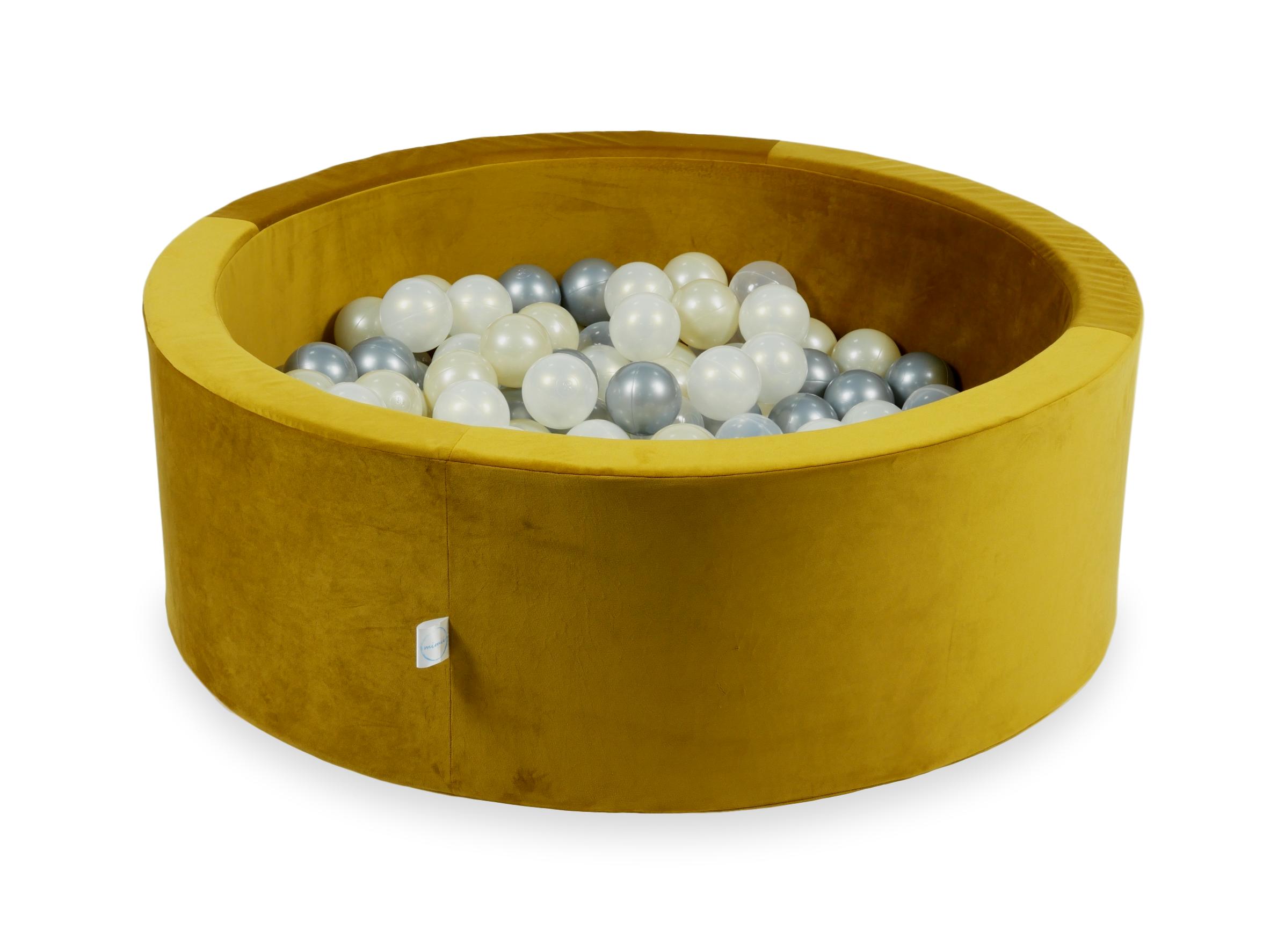 Ball pool in velvet gold 90x30 cm with 200 balls
