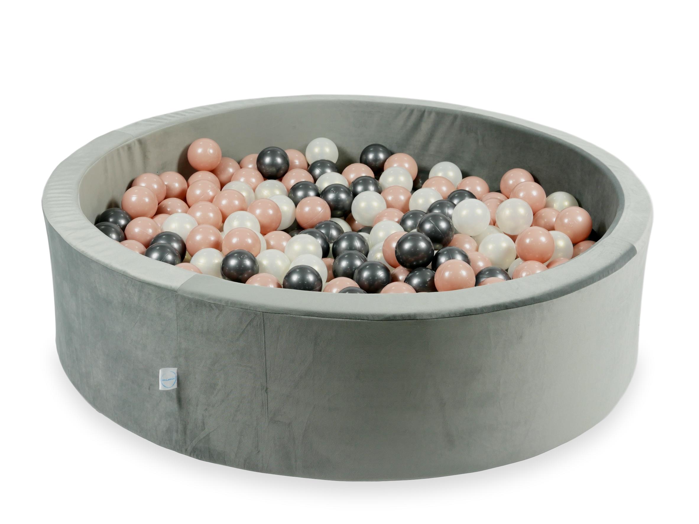 Velvet Ball Pit Velvet Gray 110x30 cm with 400 balls