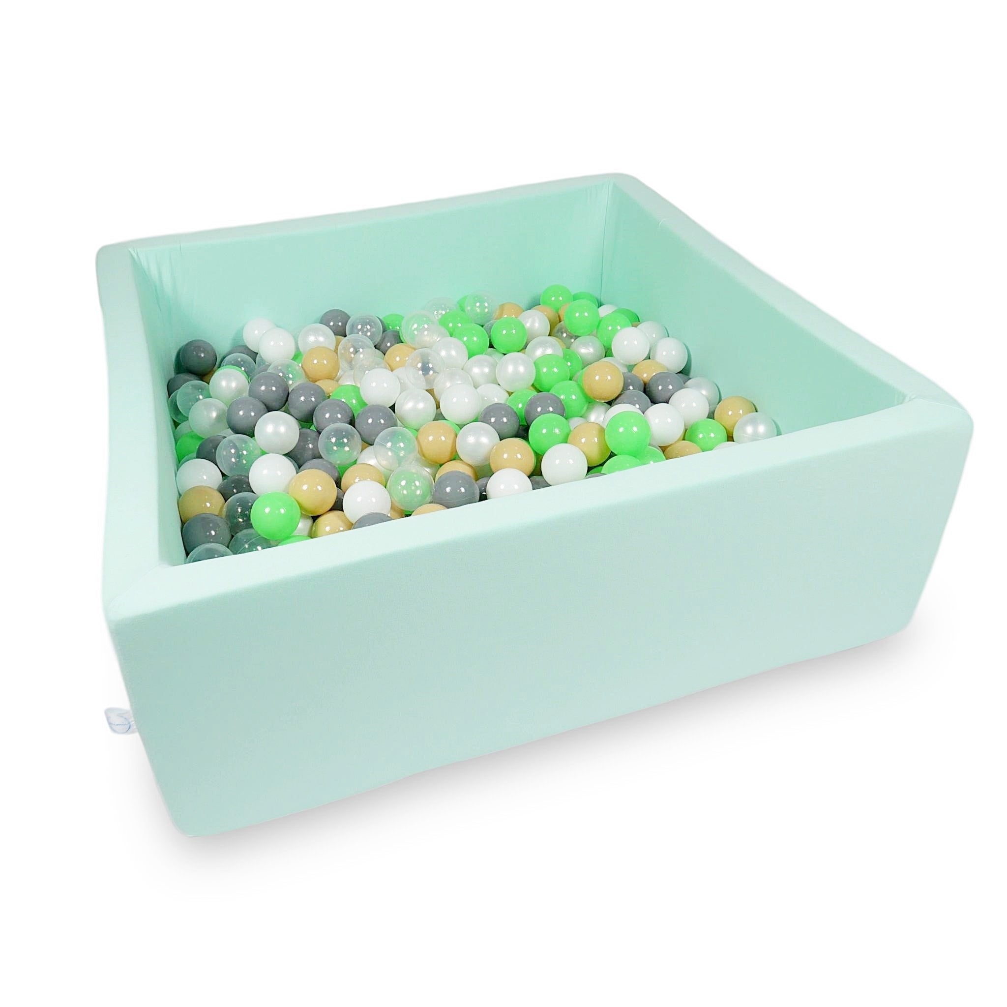 Square ball pit 110x110x40 cm in mint, 600 balls
