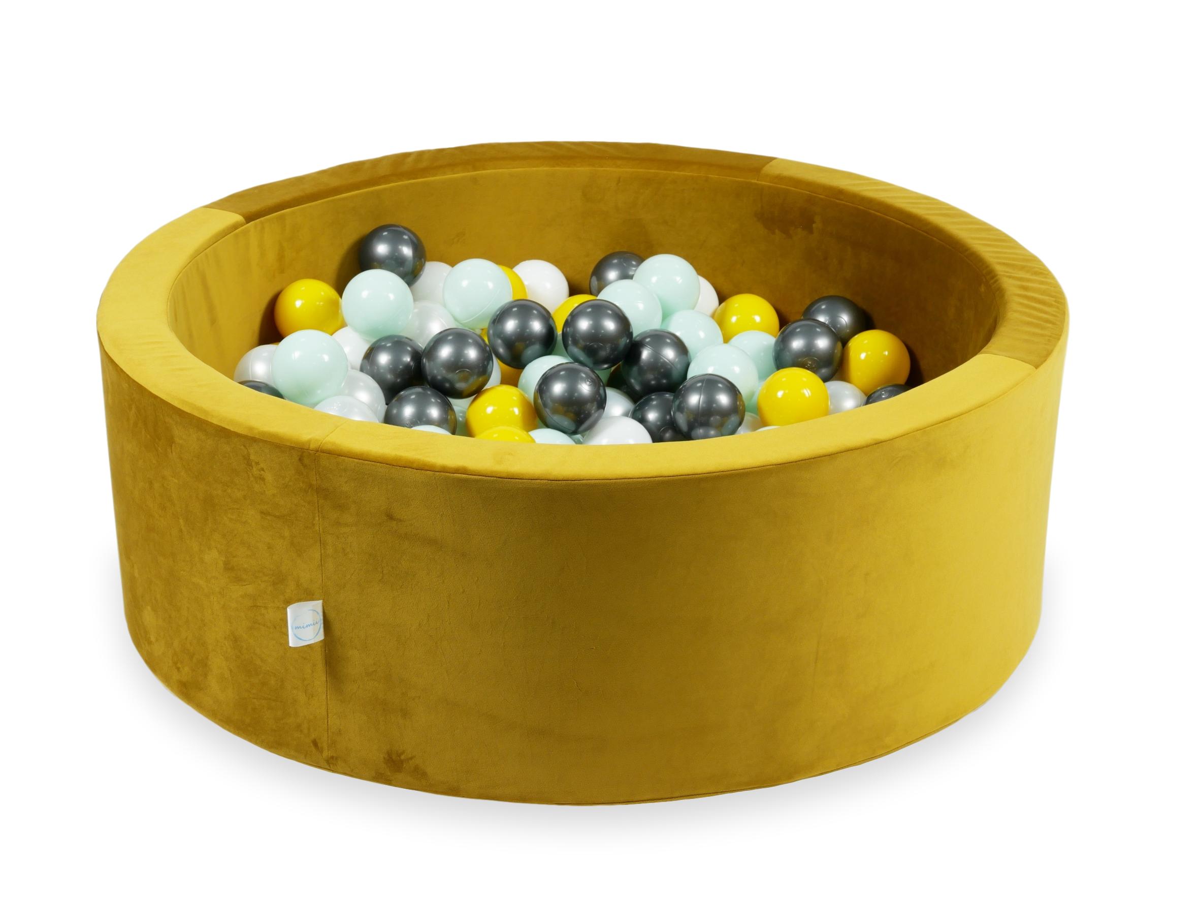 Ball pool in velvet gold 90x30 cm with 200 balls