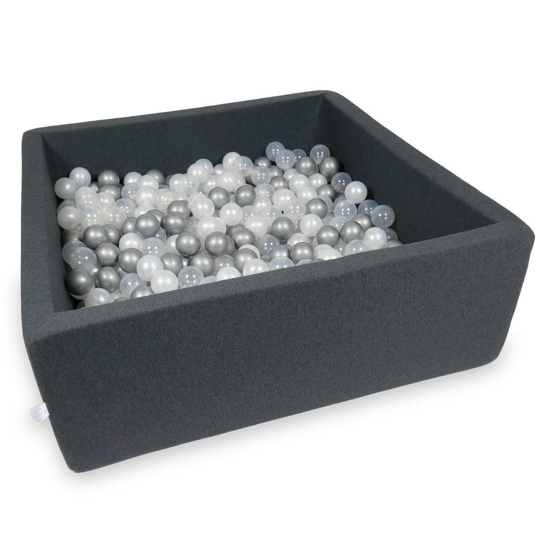 Square ball pit 110x110x40 cm in graphite, 600 balls