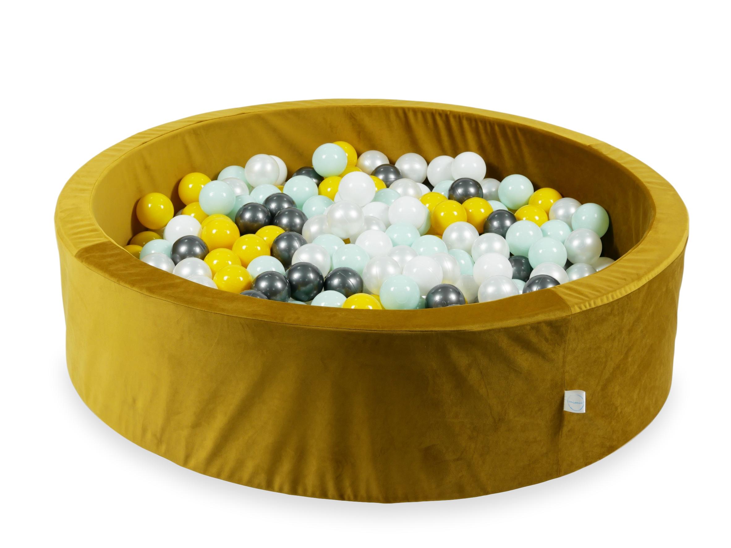 Velvet Ball Pit Velvet Gold 110x30 cm with 400 balls
