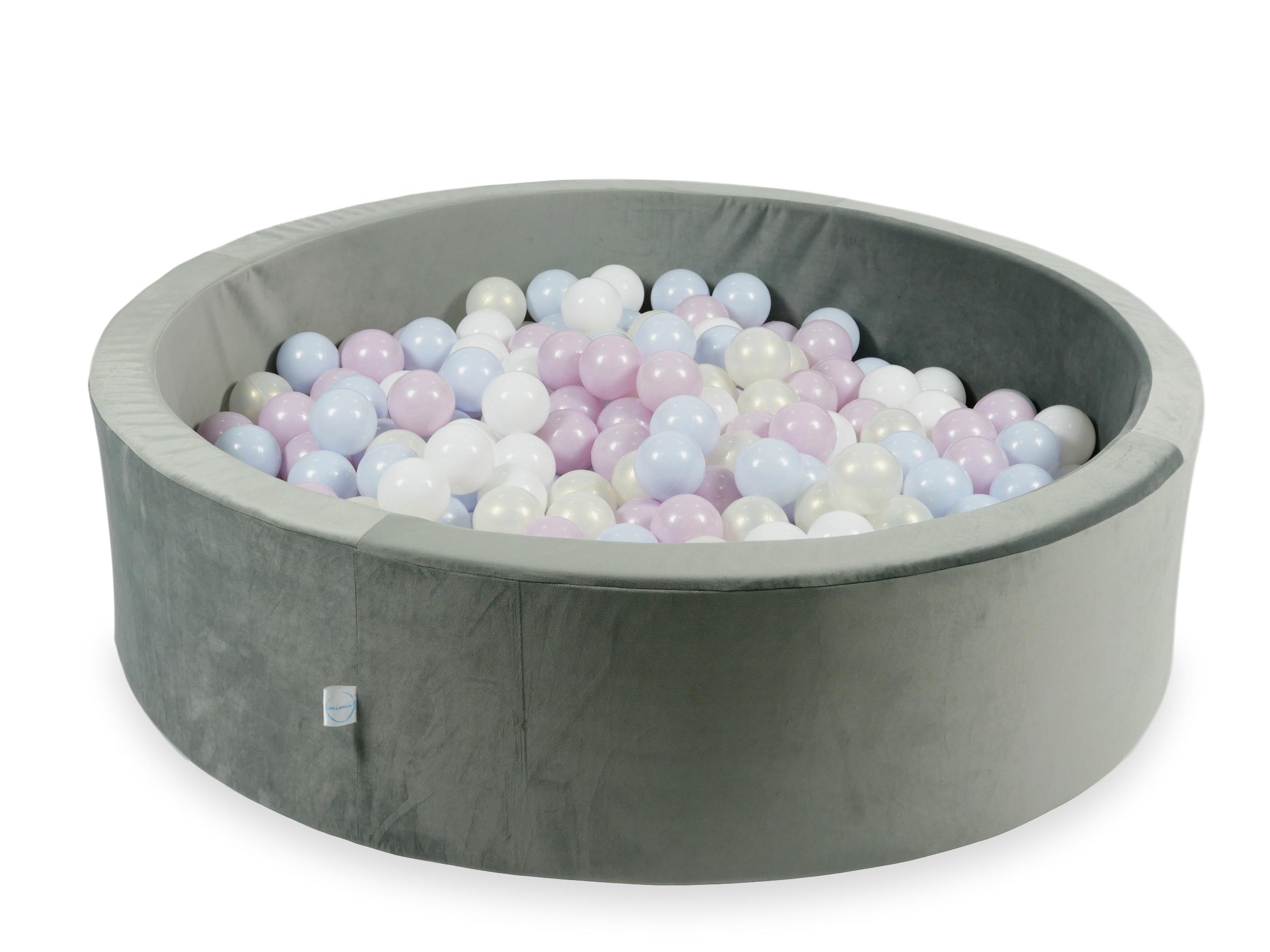 Velvet Ball Pit Velvet Gray 110x30 cm with 400 balls
