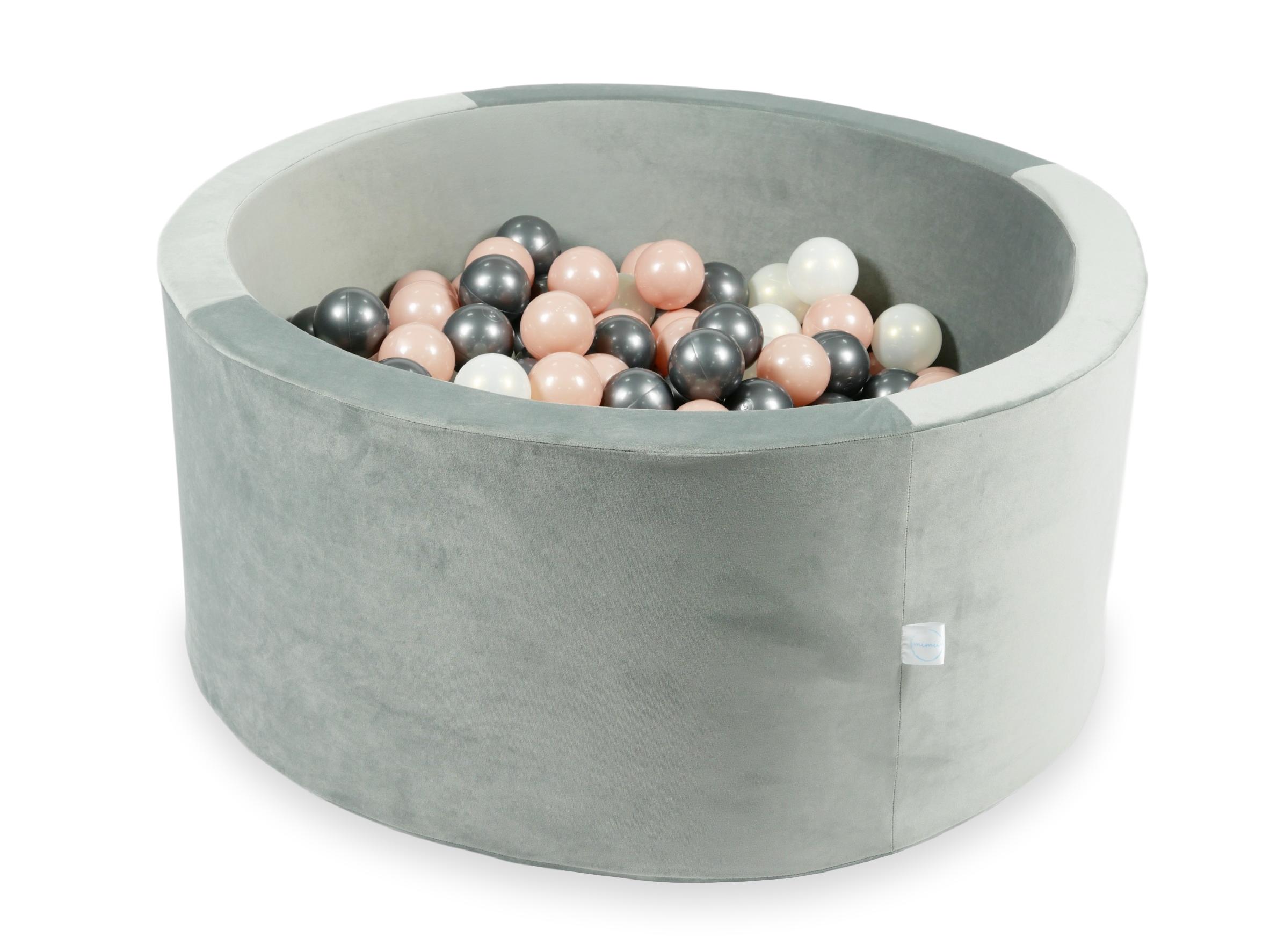 90x40 cm Velvet Gray Ball Pit with 300 Balls