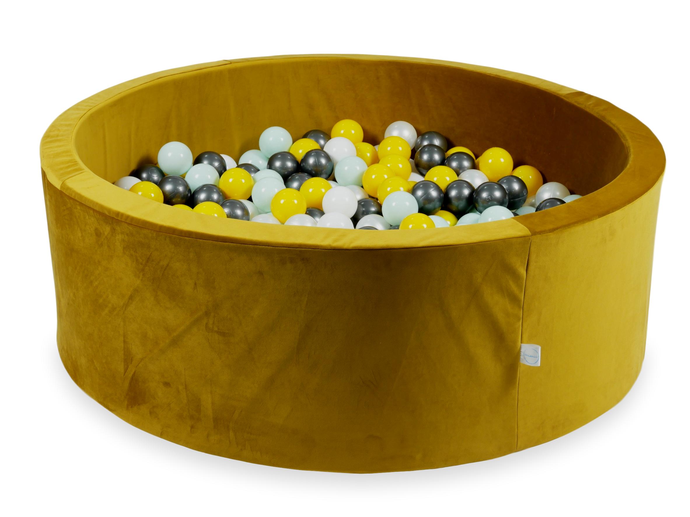 Ball Pit in velvet velvet gold 110x40 cm with 500 balls