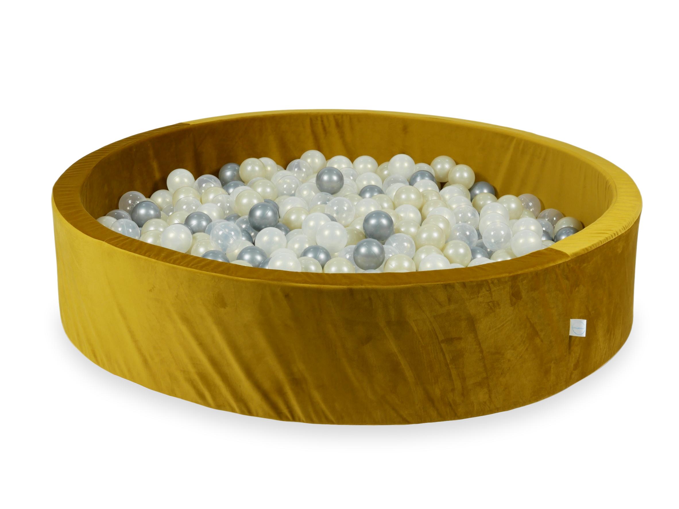 Bällebad aus Samt gold 130x30 cm mit 600 Bällen