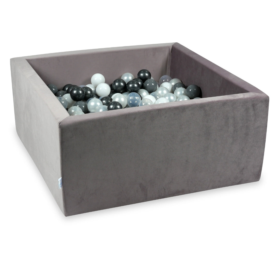 Square ball pit 90x90x40 cm in Lilac velvet velvet, 400 balls