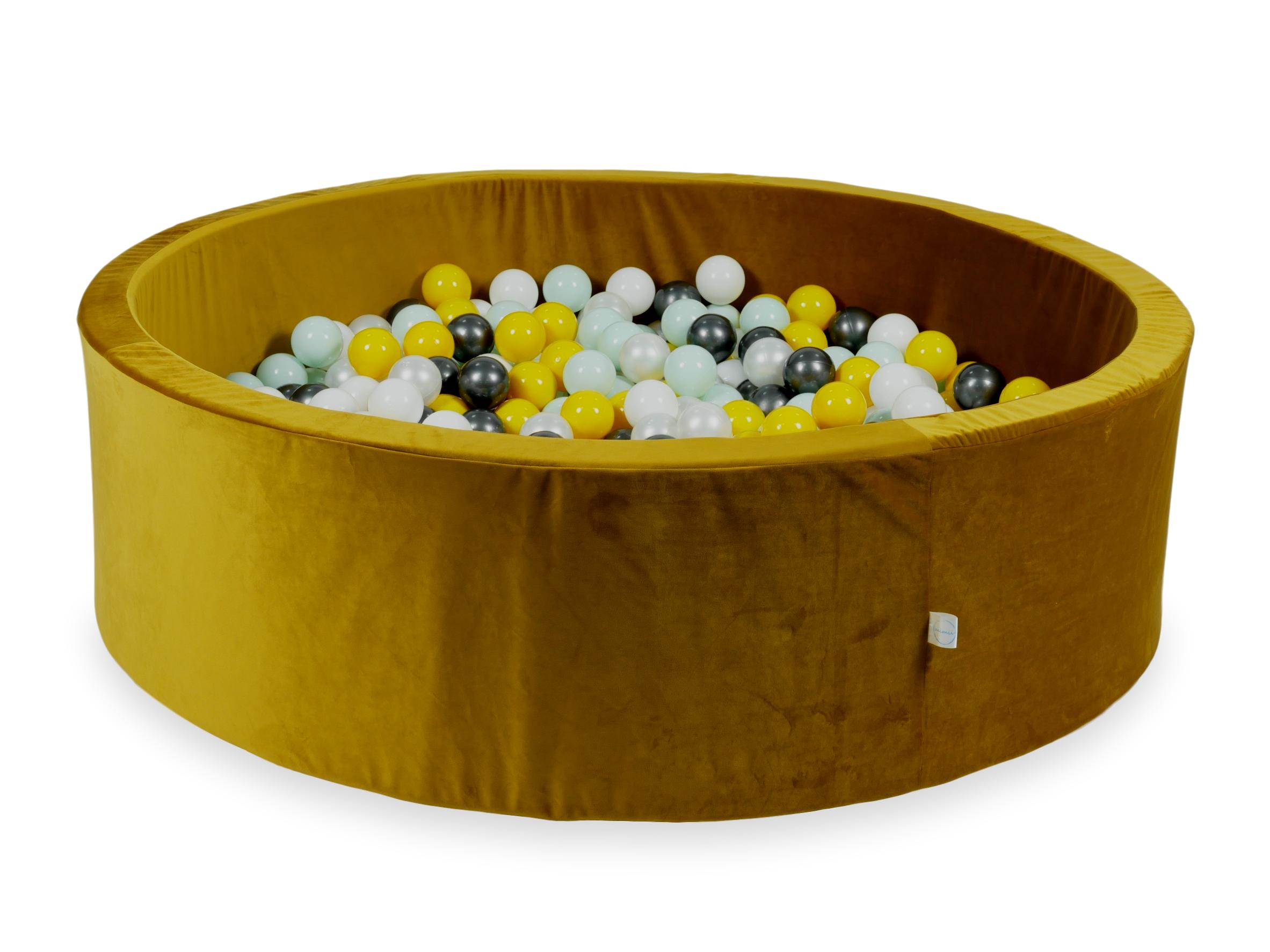 Samt-Bällebad goldfarben 130x40 cm mit 700 Bällen