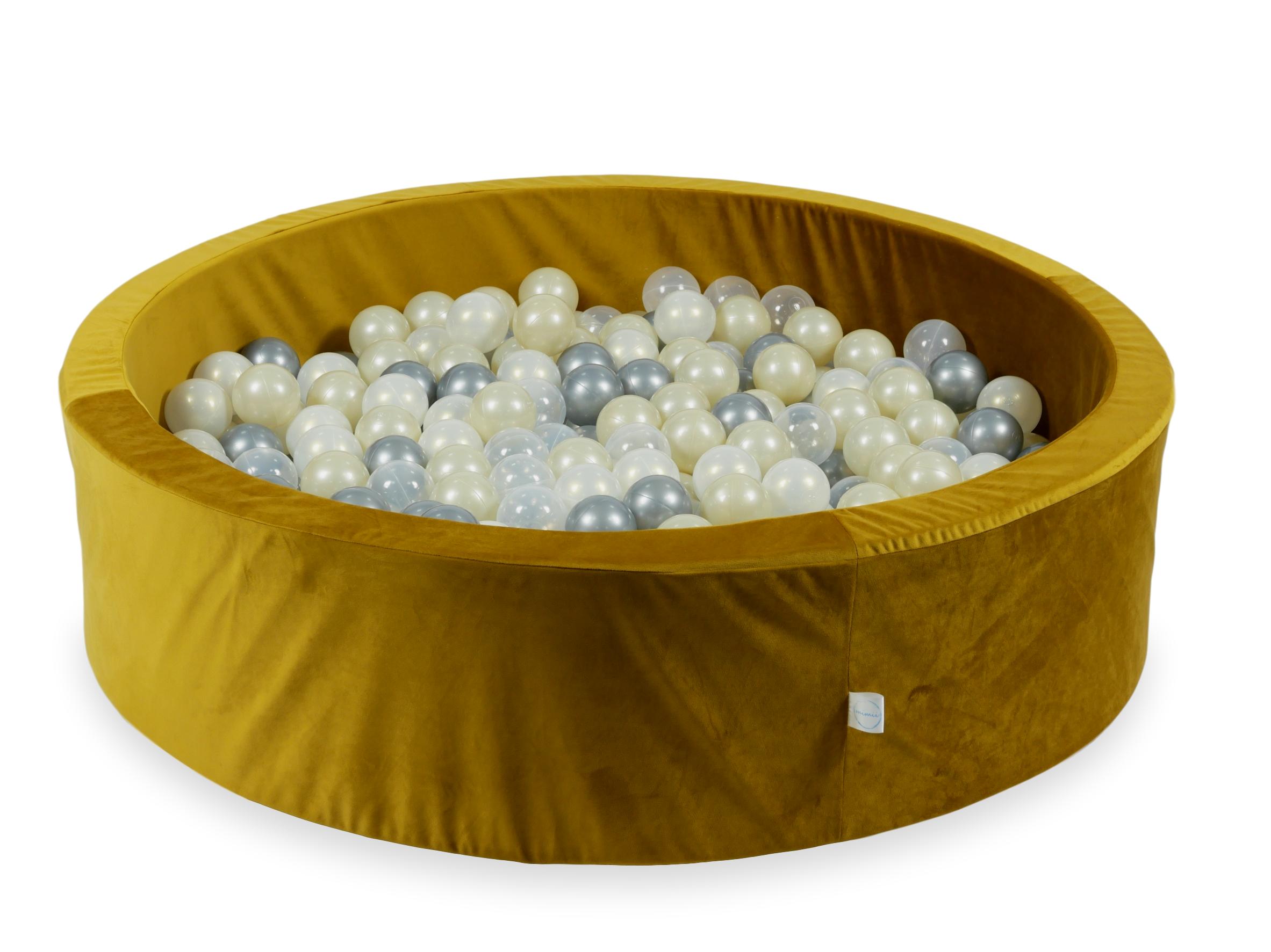 Velvet Ball Pit Velvet Gold 110x30 cm with 400 balls