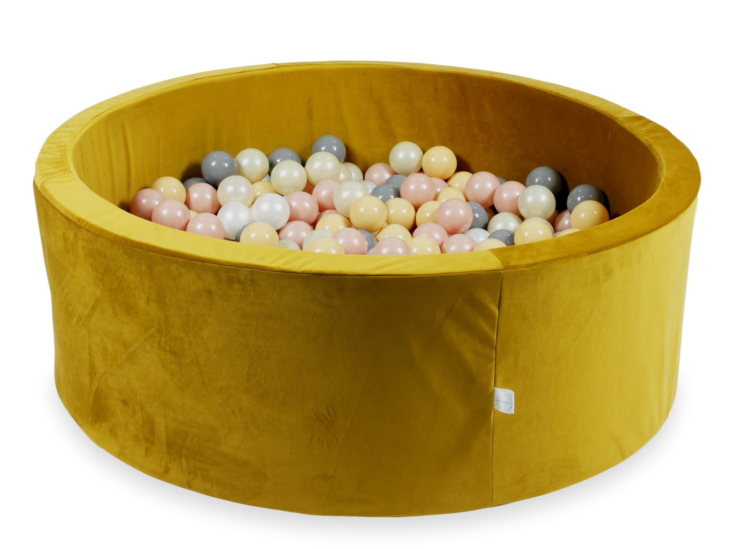Ball Pit in velvet velvet gold 110x40 cm with 500 balls