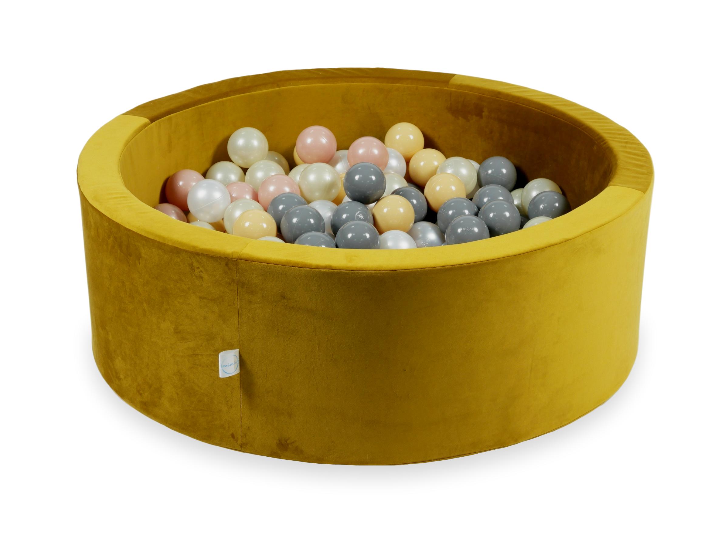 Ball pool in velvet gold 90x30 cm with 200 balls