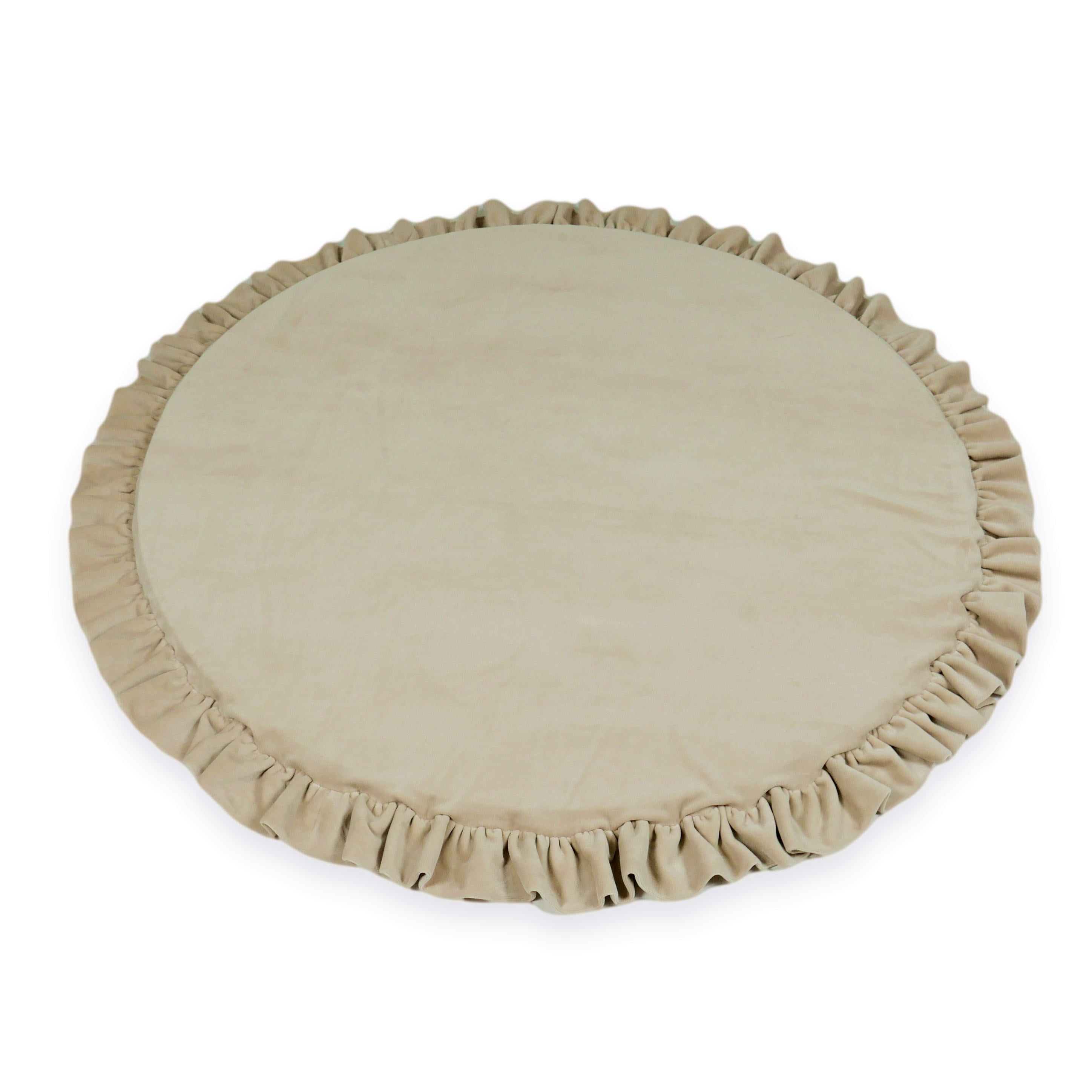 Round baby play mat 100cm with ruffle in soft velvet