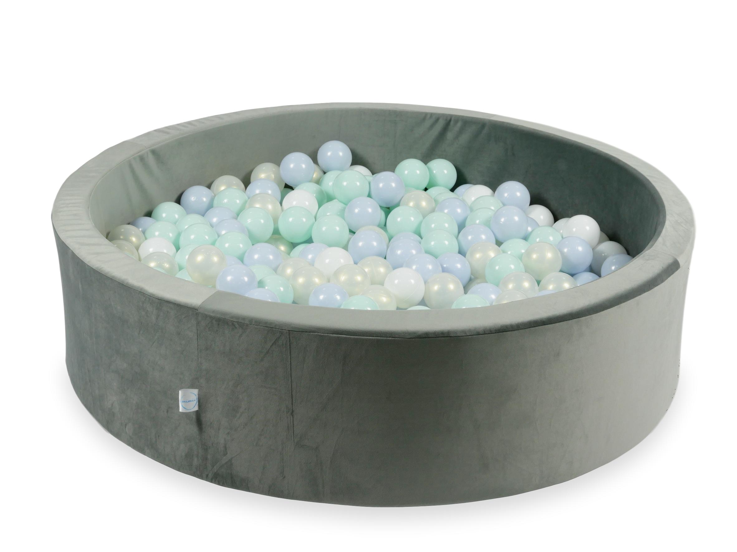 Velvet Ball Pit Velvet Gray 110x30 cm with 400 balls
