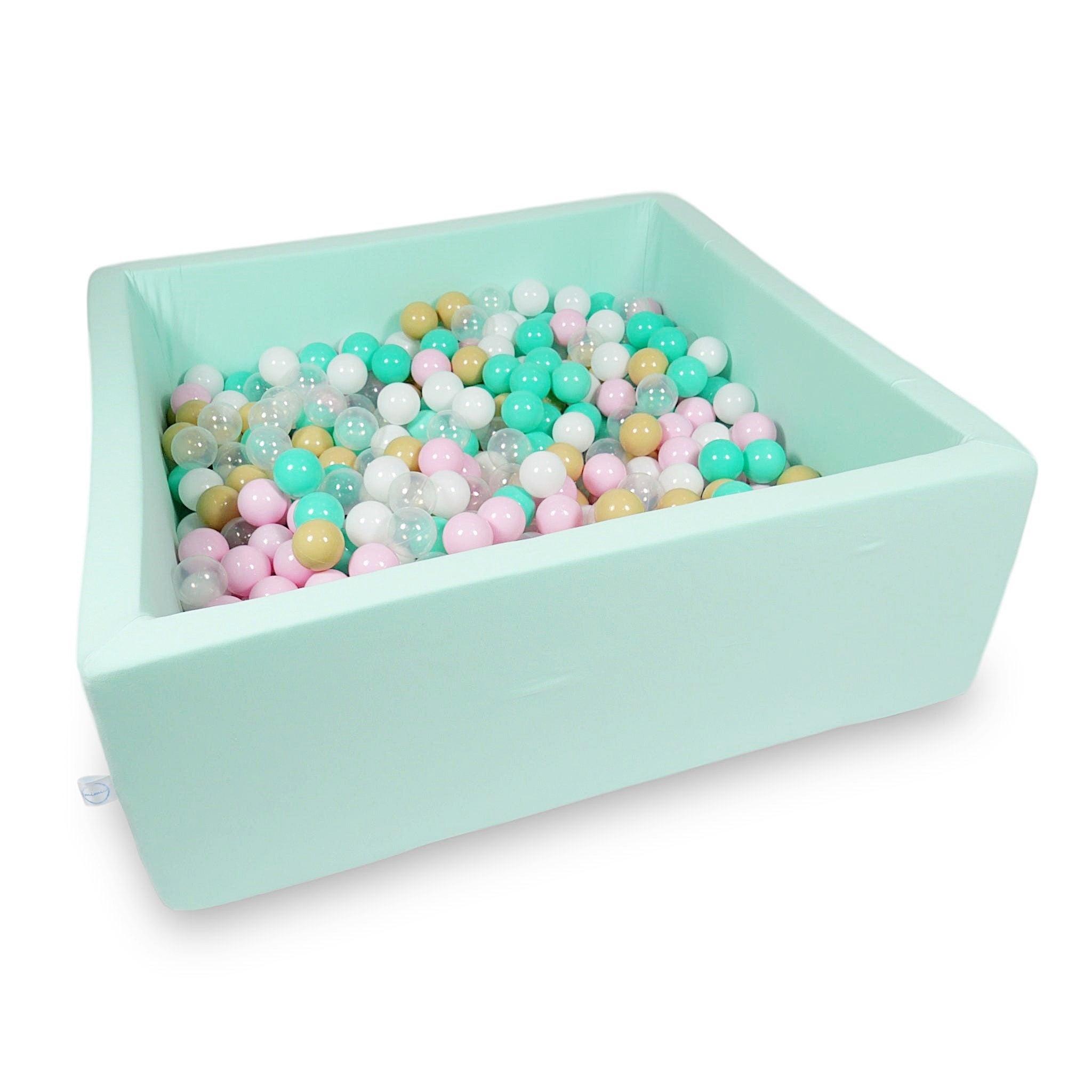 Square ball pit 110x110x40 cm in mint, 600 balls