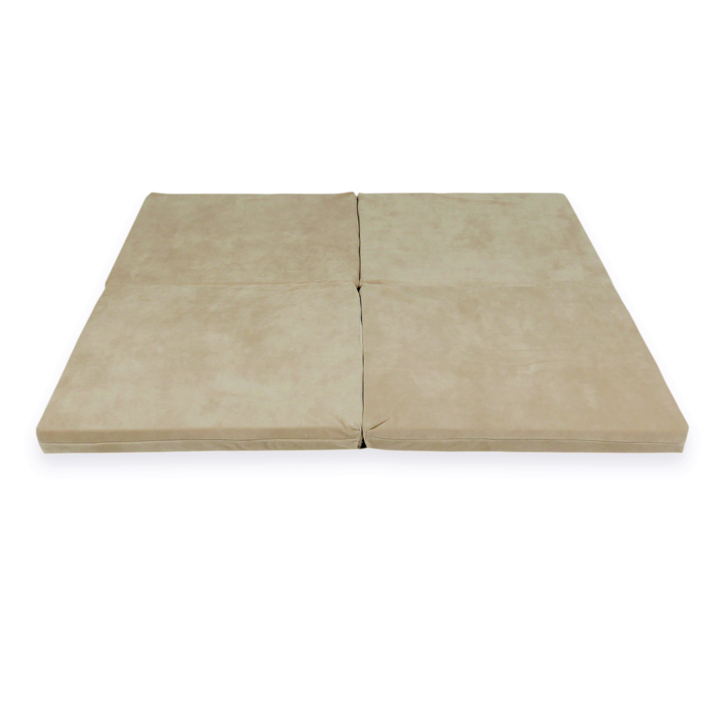 Foldable square baby play mat 120 × 120 cm in soft velvet