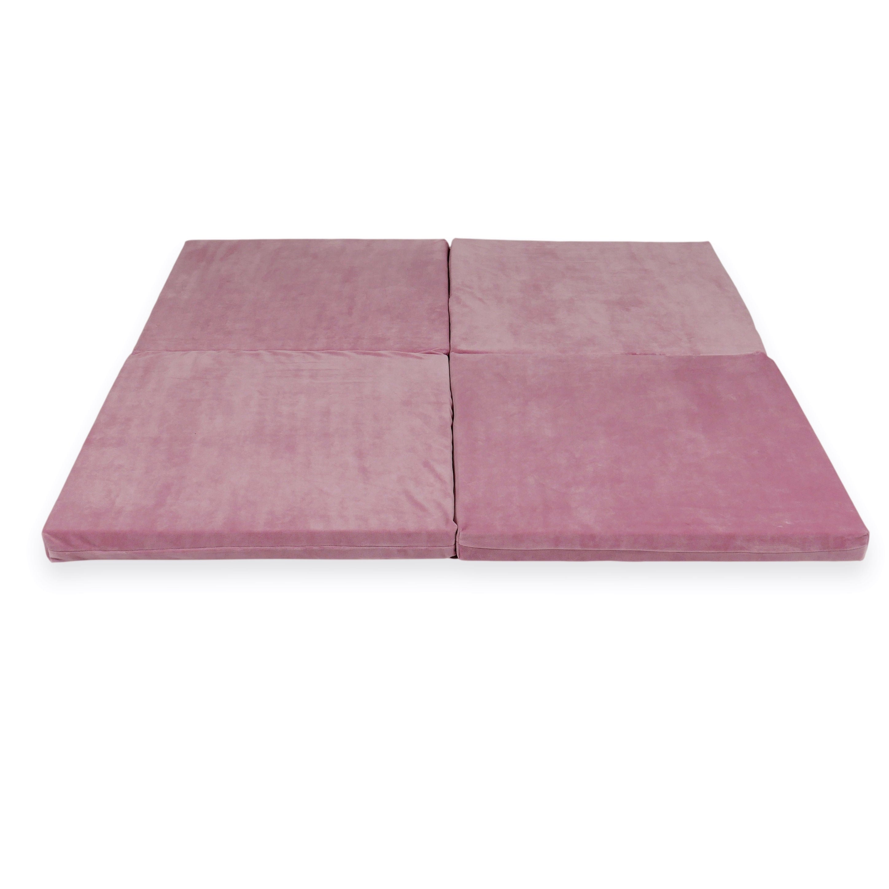 Foldable square baby play mat 120 × 120 cm in soft velvet