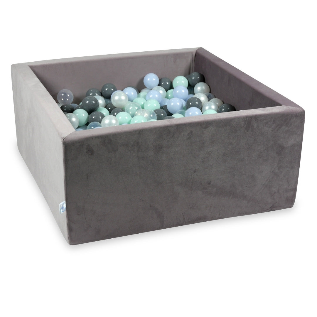 Square ball pit 90x90x40 cm in Lilac velvet velvet, 400 balls
